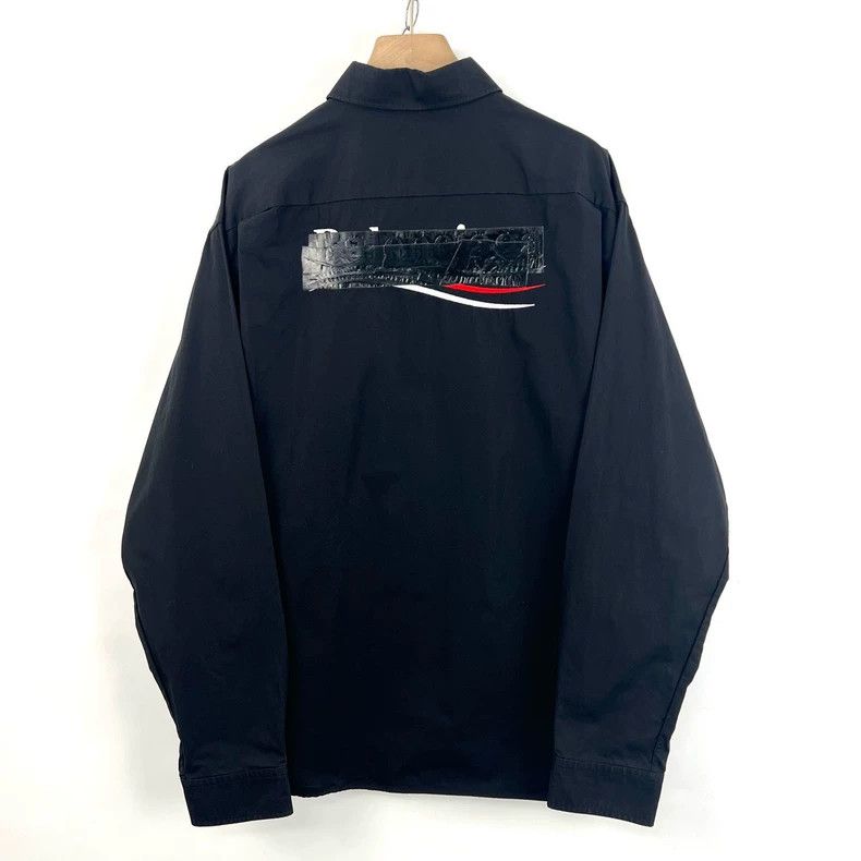 Balenciaga size 38 Coke embroidery vinyl covered shirt