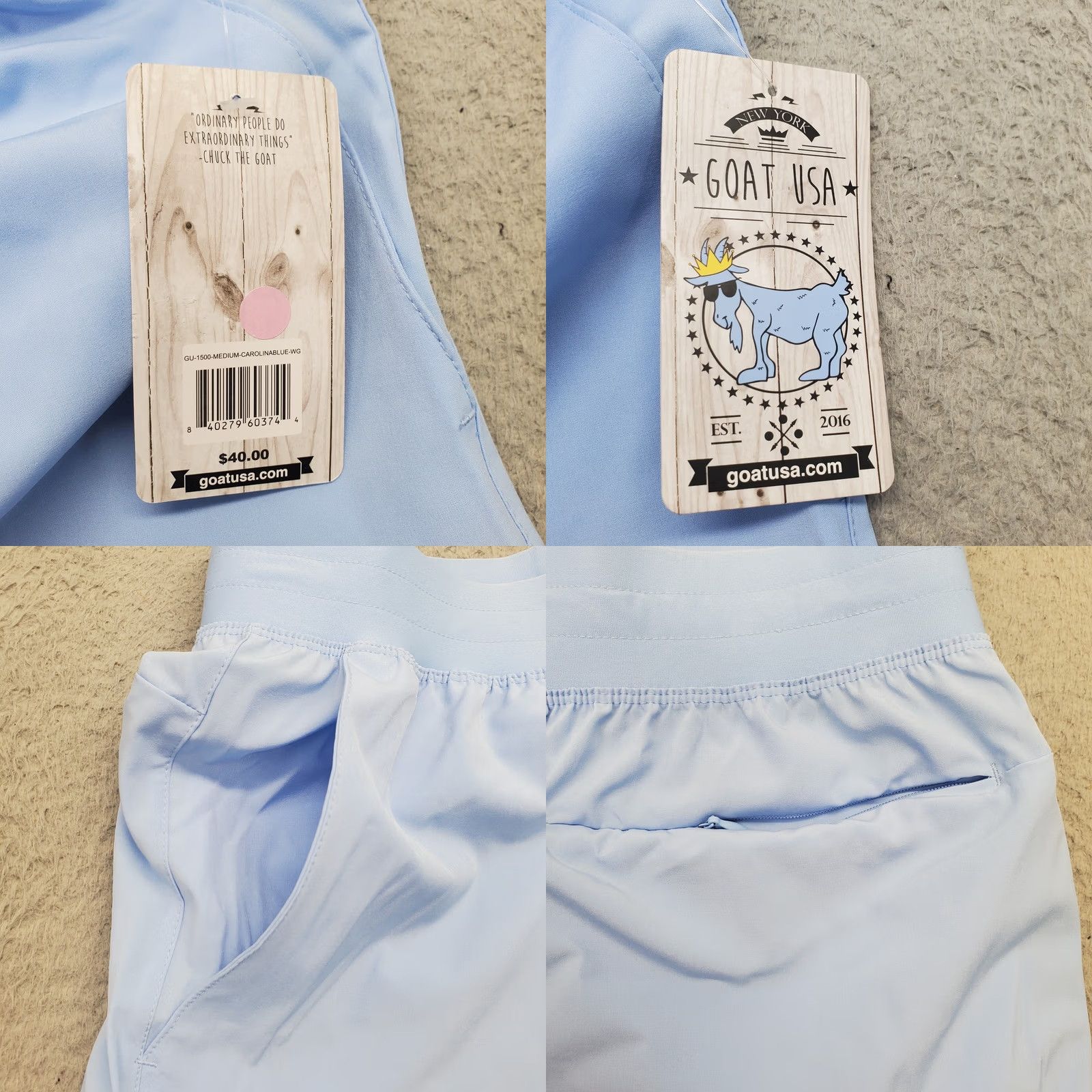 Vintage GOAT USA Shorts Womens M Blue Stretch Athletic Running Side Slit High Waist Size 32" / US 10 / IT 46 - 8 Thumbnail