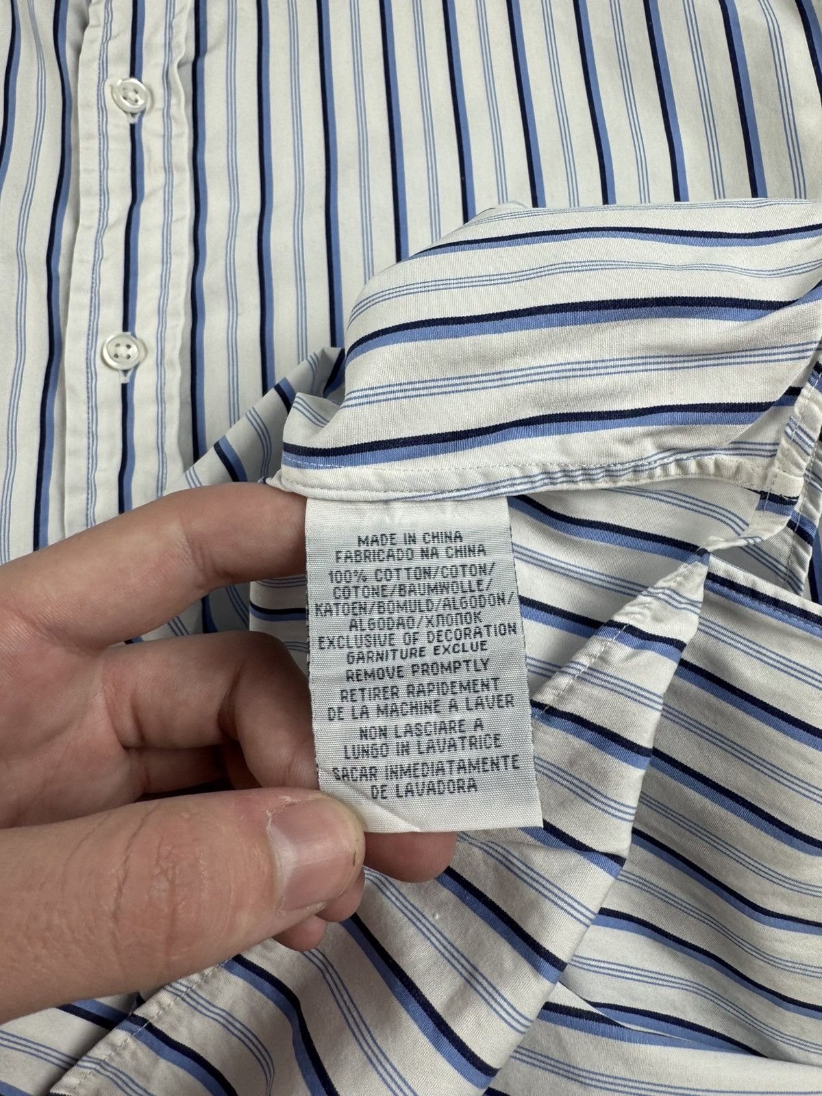 Polo Ralph Lauren Polo Ralph Lauren Blue Striped Blank Longsleeve Button Shirt Size US XL / EU 56 / 4 - 11 Thumbnail