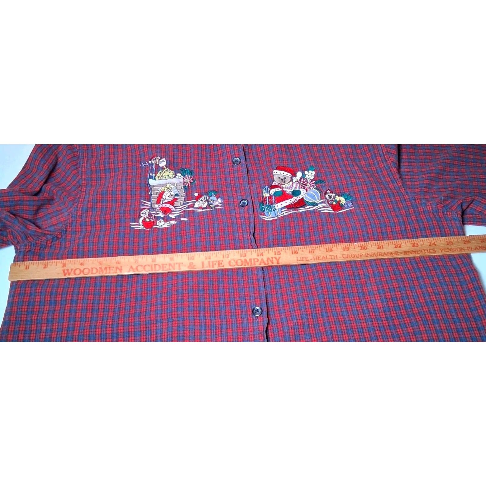 Faded Glory Faded Glory Christmas Shirt Women Plus Size 22/24W Red Plaid Santa Bear Button-Up Embroidered Holiday Blouse Size 3XL / US 20-22 - 6 Thumbnail