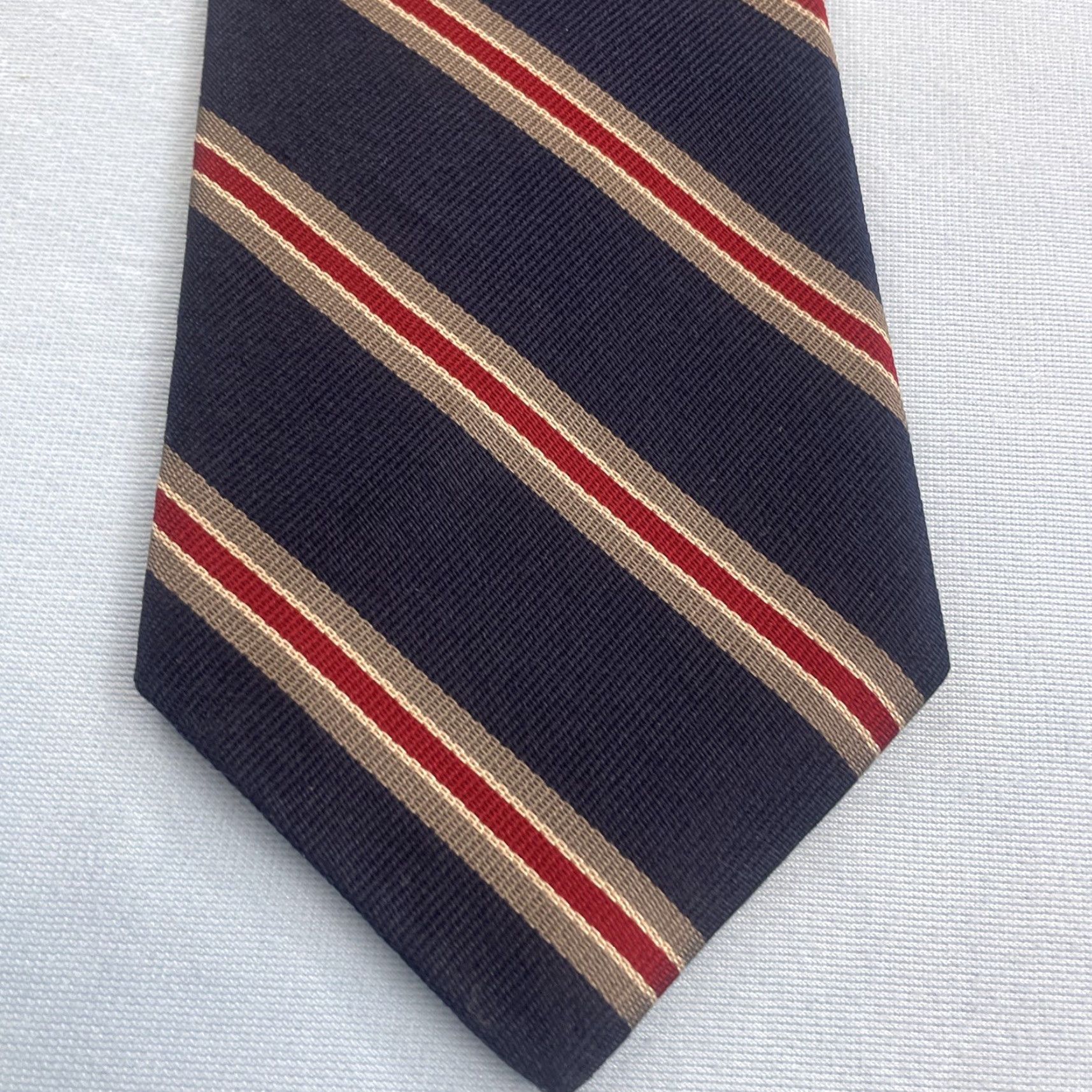 Stafford VINTAGE Stafford Silk Wide Striped Necktie 90s Men Repp Blue Red Silver Gray Read 4x58 Tie Size ONE SIZE - 7 Thumbnail