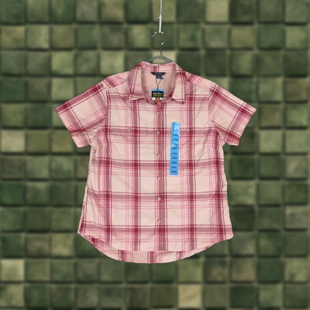 Eddie Bauer Eddie Bauer Adventurer shirt Womens Pink Plaid Short Sleeve L Button-Up Casual Outdoor Outdoorsy Size L / US 10 / IT 46 - 1 Thumbnail