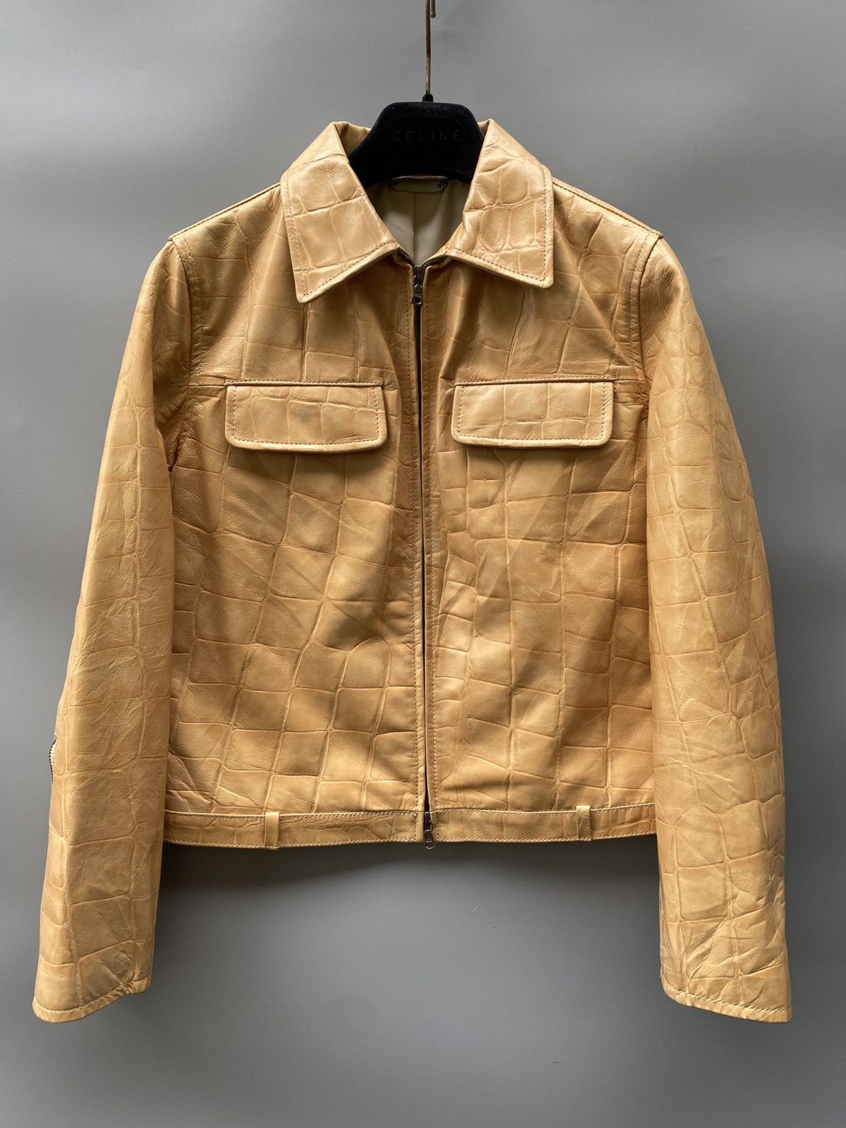 KEITAMARUYAMA 2000s Embossed Croc Effect - Leather Trucker Jacket Size S / US 4 / IT 40 - 1 Thumbnail