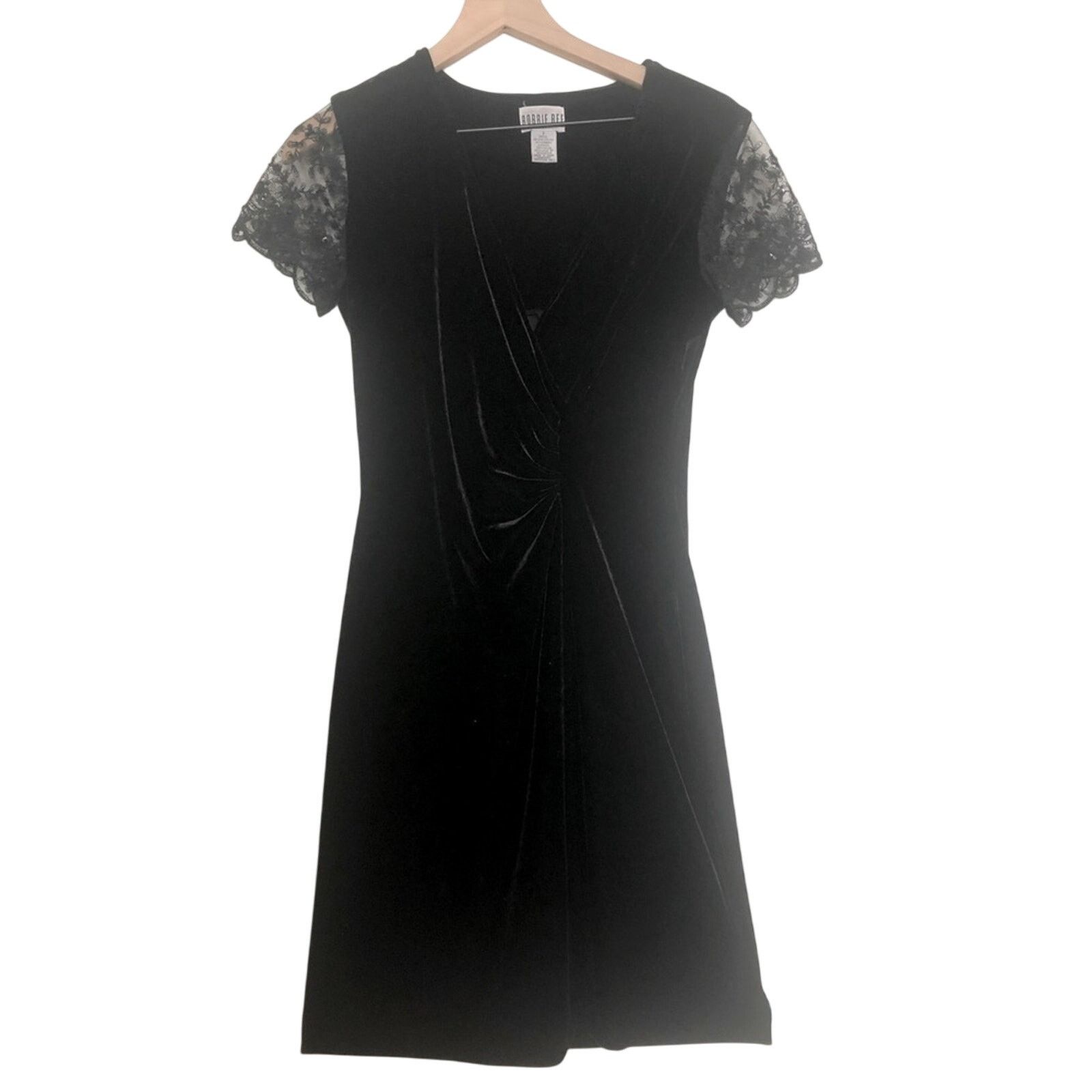 Other Vintage Robbie Bee Black Velvet Beaded Short Sleeve Dress | Grailed