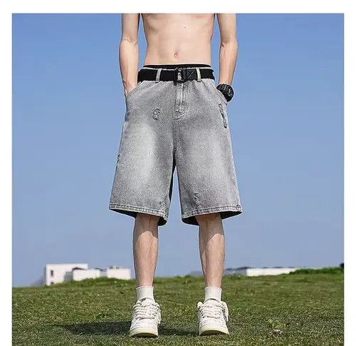 Gray High Street Vintage Loose Fit Denim Shorts