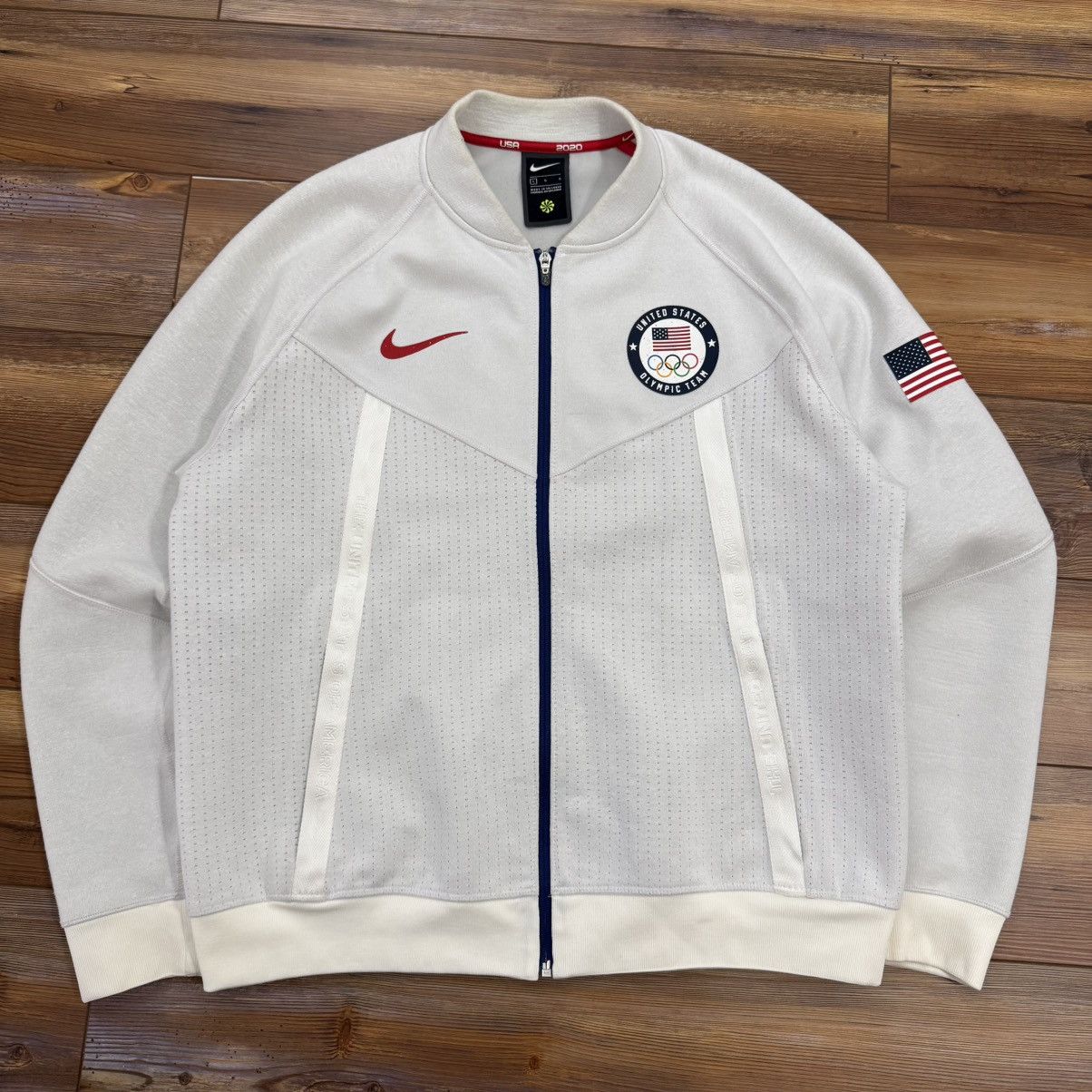 Nike White Nike Tech Team USA 2020 Tokyo Olympics Media Jacket Size US L / EU 52-54 / 3 - 1 Thumbnail