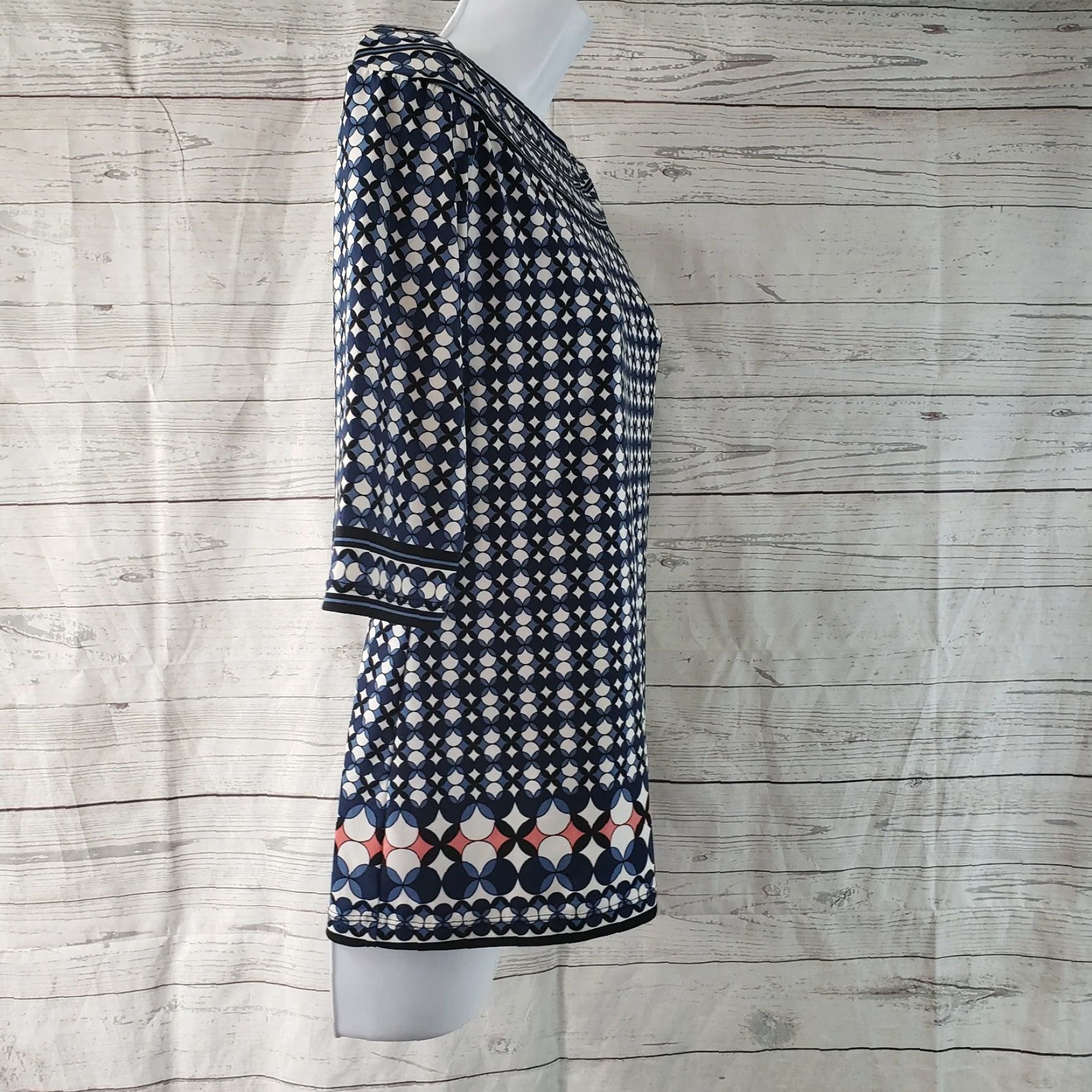 Vintage Max Studio Womens Blouse Sz S Blue Pink Printed Boat Neck Half Sleeves Size S / US 4 / IT 40 - 3 Thumbnail
