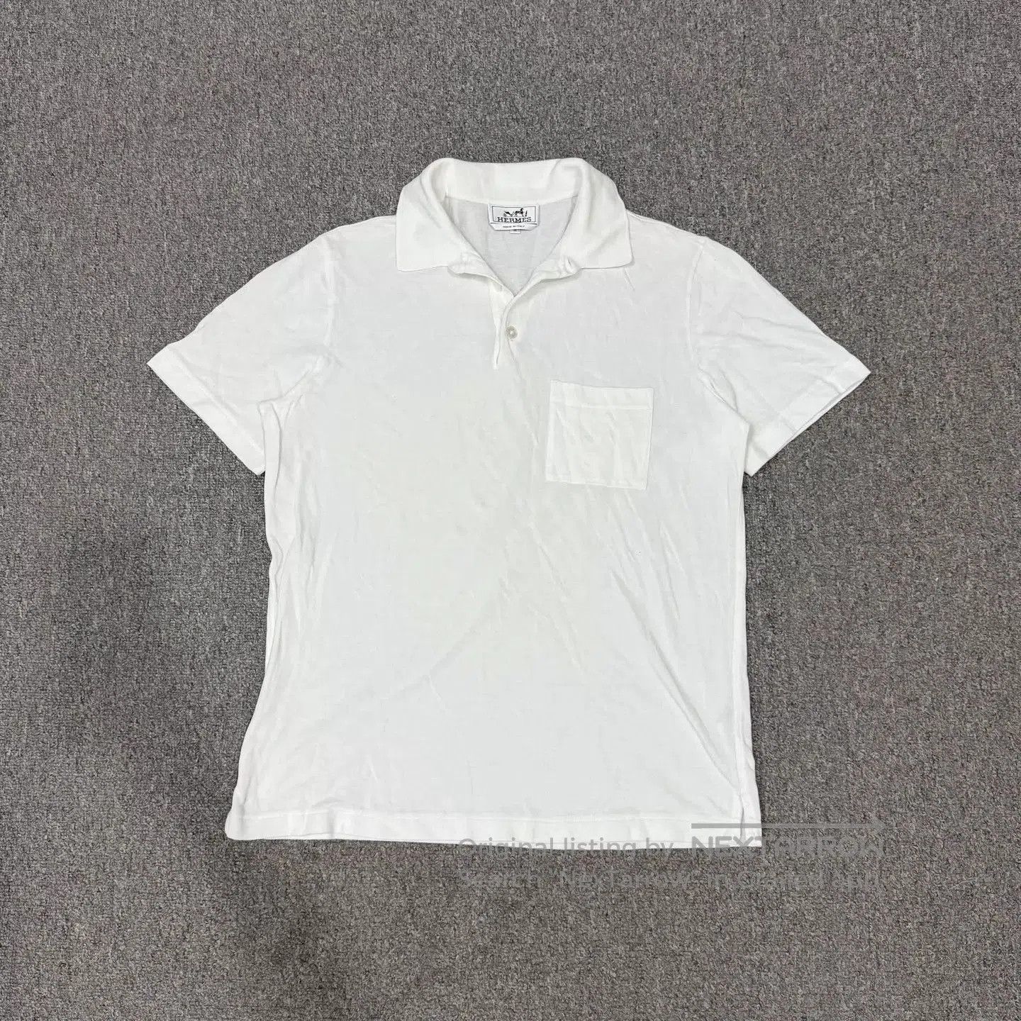 Hermes White Short-Sleeve Polo Shirt with Chest Pocket. Size US M / EU 48-50 / 2 - 1 Thumbnail