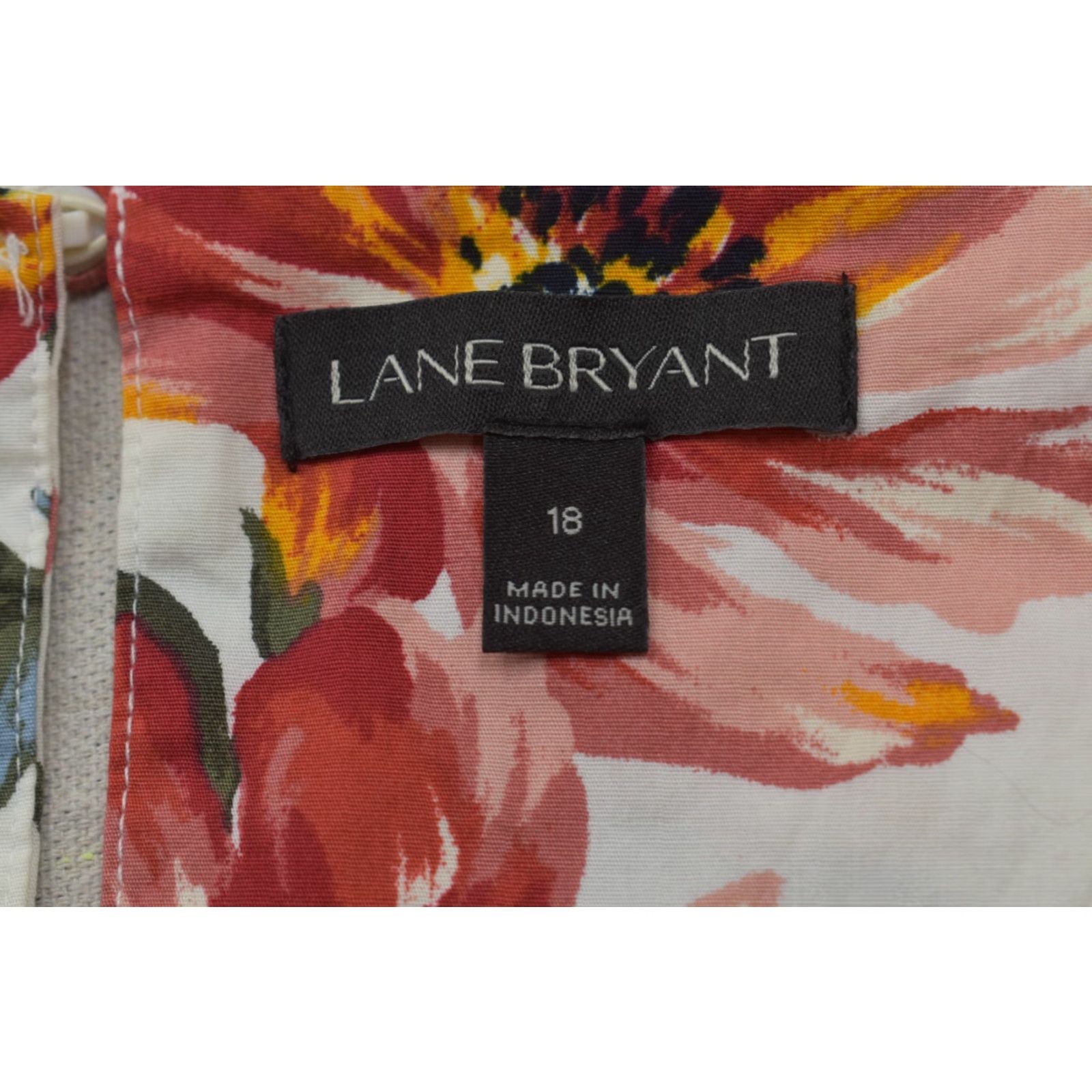 Vintage Lane Bryant Women Size 18 Blouse V-Neck White Floral Belted Peplum Top Cotton Spandex Size XXL / US 16-18 / IT 52-54 - 7 Thumbnail