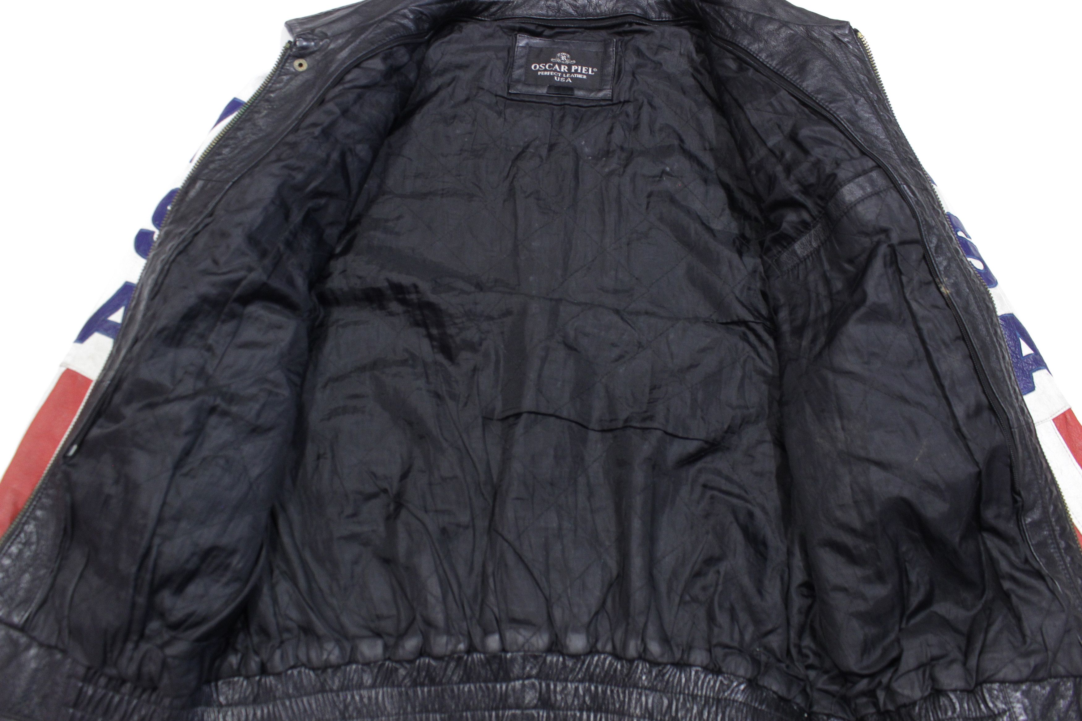 Leather 90S USA Flag Leather Jacket Size US L / EU 52-54 / 3 - 10 Thumbnail
