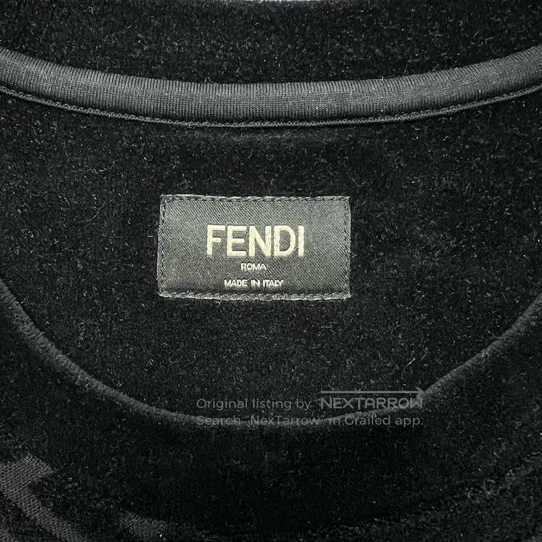 Fendi Fendi Black FF Subtle Print Velvet Short Sleeve T-Shirt Size US M / EU 48-50 / 2 - 2 Thumbnail
