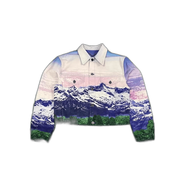 Louis Vuitton Louis Vuitton Cropped Denim Jacket with Mountain Print Size L / US 10 / IT 46 - 1 Thumbnail