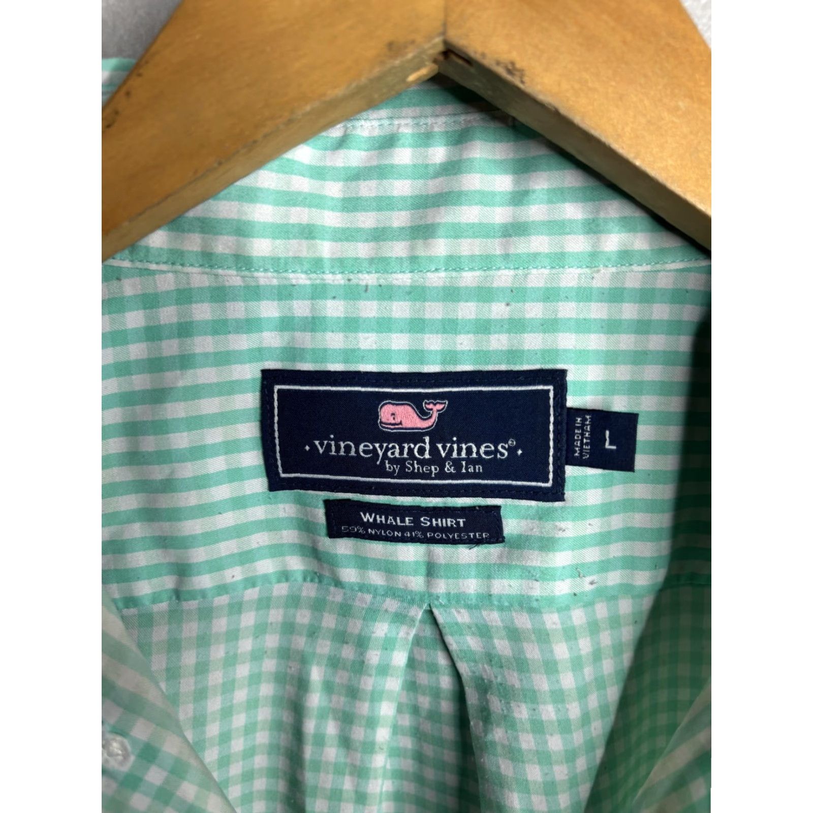 Vineyard Vines Vineyard Vines Shirt Mens Large Green Check Whale Nylon Button Front Casual Size US L / EU 52-54 / 3 - 3 Thumbnail