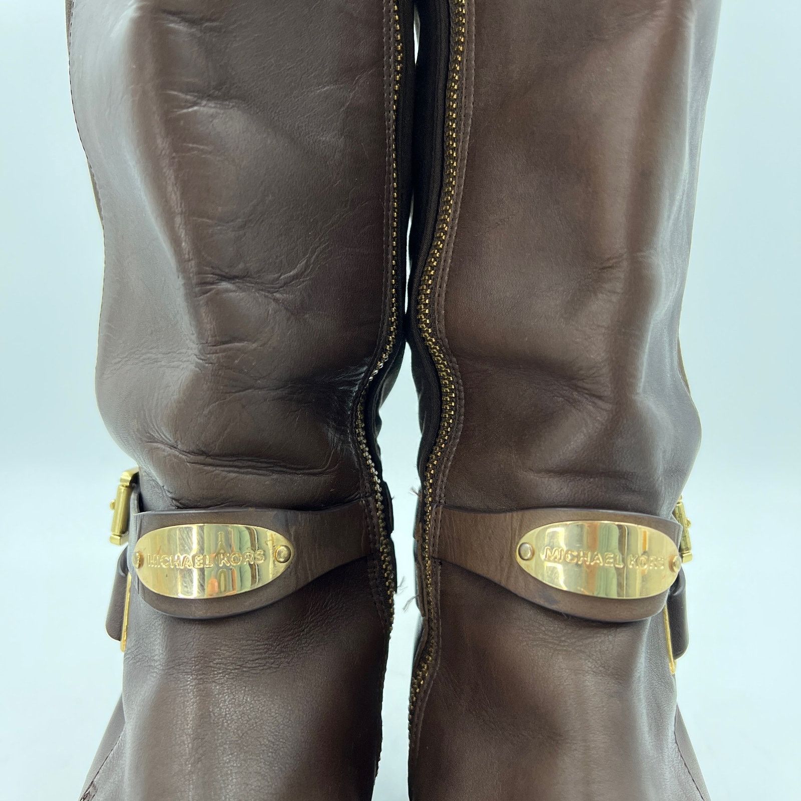 Michael Kors Michael Kors Arley Riding Boots Brown Knee High Leather Size US 8.5 / IT 38.5 - 3 Thumbnail