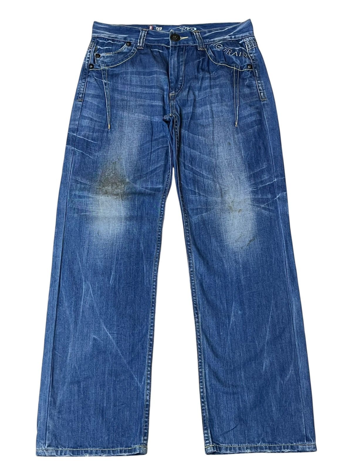 Japanese Brand Japanese y2k BIG TRAIN OSAKA JEANS skull patches dirty jeans Size US 33 - 2 Thumbnail