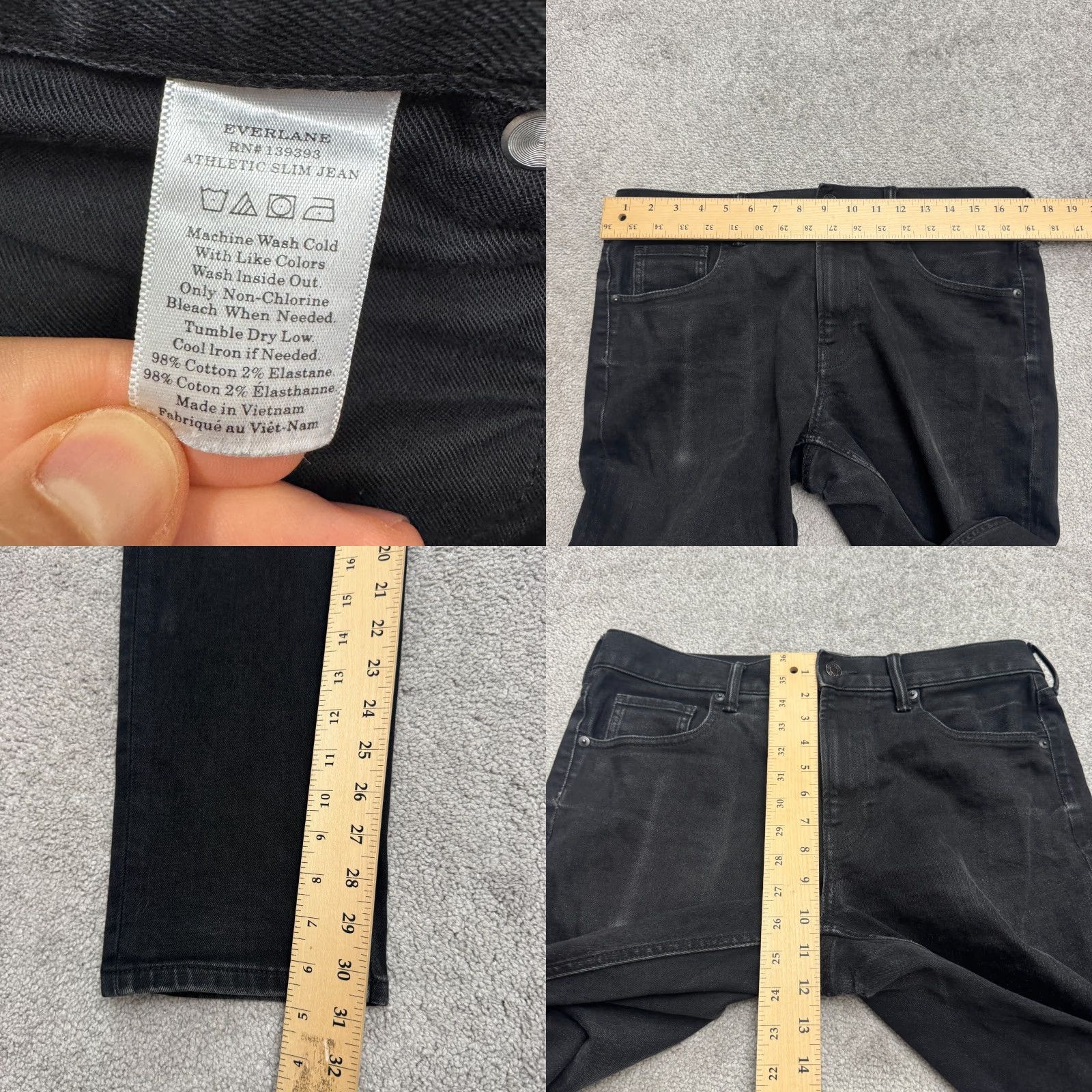 Everlane Everlane Jeans Mens 32x29 Black Denim Straight Slim Fit City Streetwear Vintage No Size 24" / US 00 / IT 34 - 8 Thumbnail