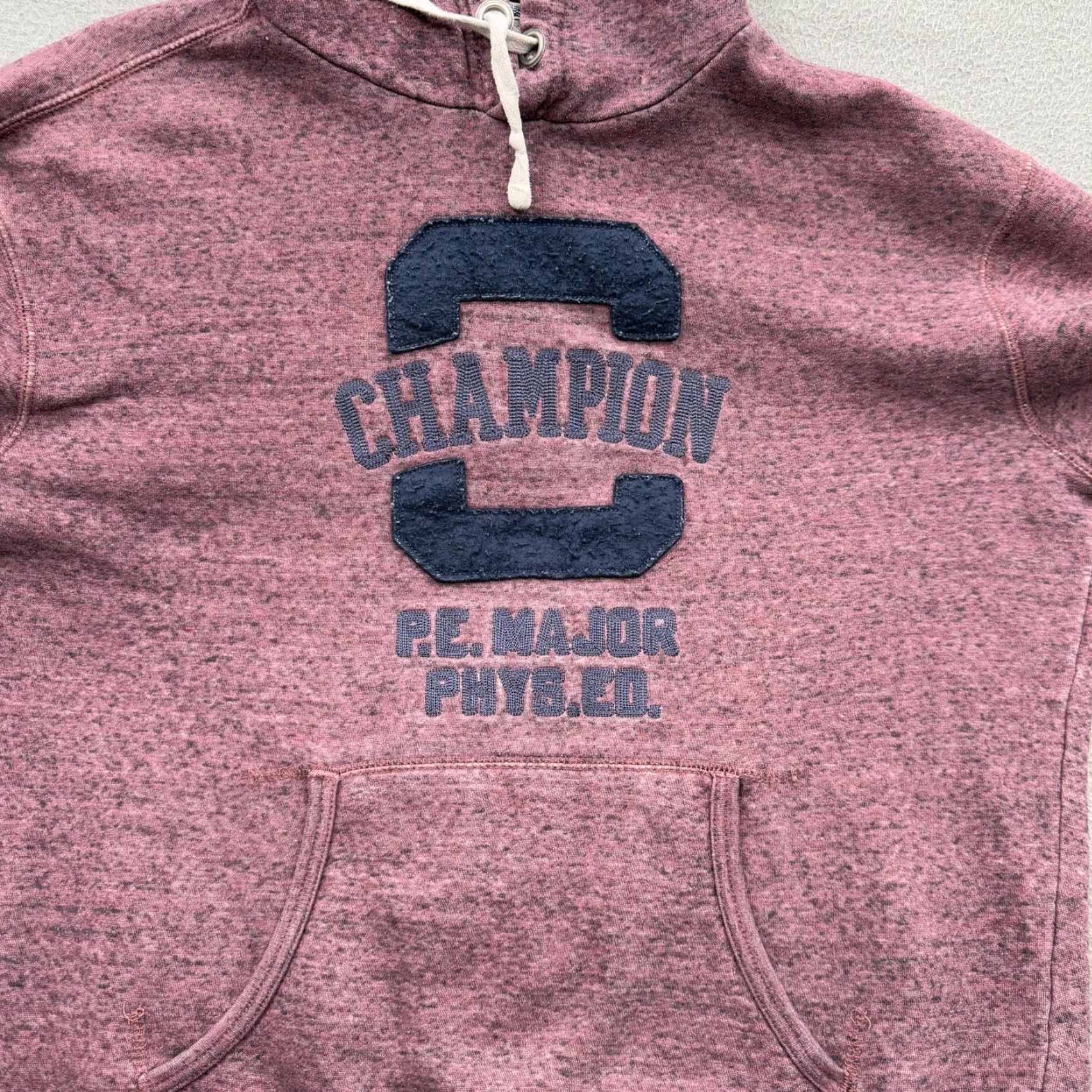Champion VINTAGE Champion Hoodie Sweatshirt Mens Medium Maroon Kangaroo Pocket Graphic Print C Logo CHAMPION P.E. MAJOR PHYS. ED. Size US M / EU 48-50 / 2 - 8 Thumbnail