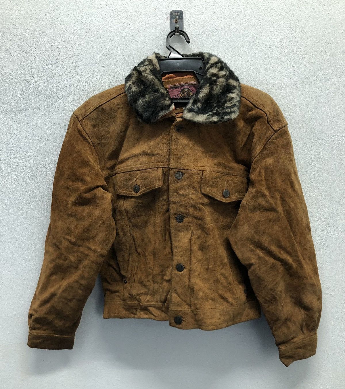 Leather Vintage Suede Jacket with Faux Fur Collar – Gelzone Basic Size US M / EU 48-50 / 2 - 1 Thumbnail