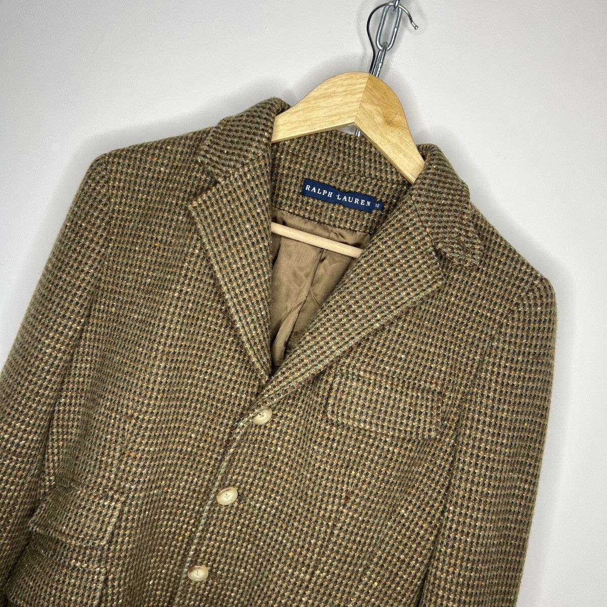 Polo Ralph Lauren × Ralph Lauren × Vintage Polo Ralph Lauren Houndstooth Tartan Tweed Wool Blazer Size M / US 6-8 / IT 42-44 - 4 Thumbnail