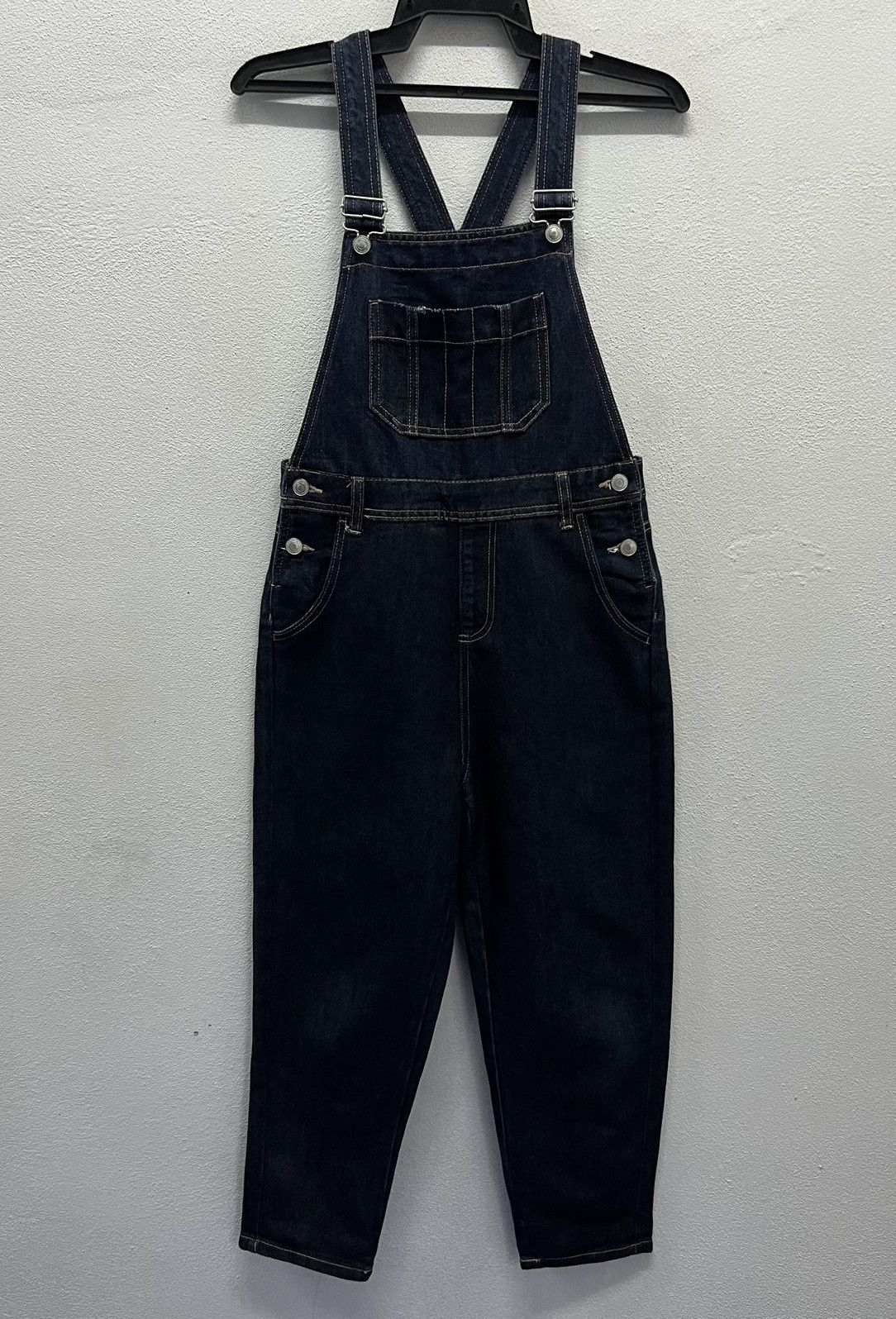 Japanese Brand × Vintage Vintage Y2K Style Dark Wash Denim Overalls Size US 31 - 1 Thumbnail