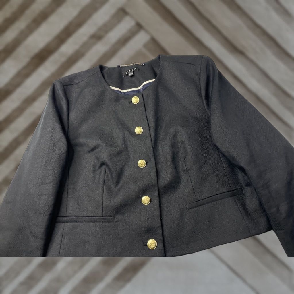 J.Crew VINTAGE J.CREW BLACK MARITIME TWEED LOUISE LADY JACKET 14 WOMEN Linen Blend Tweed Blazer Size 14 Black Womens Jacket Size XL / US 12-14 / IT 48-50 - 1 Thumbnail
