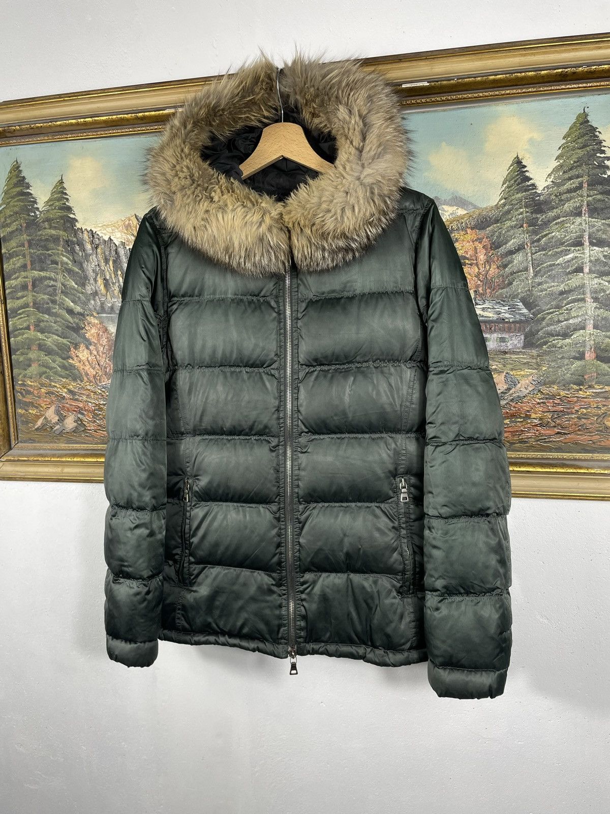 Designer × Prada Prada Green Down Winter Coat Warm Designer Luxury Old Money Size L / US 10 / IT 46 - 4 Thumbnail