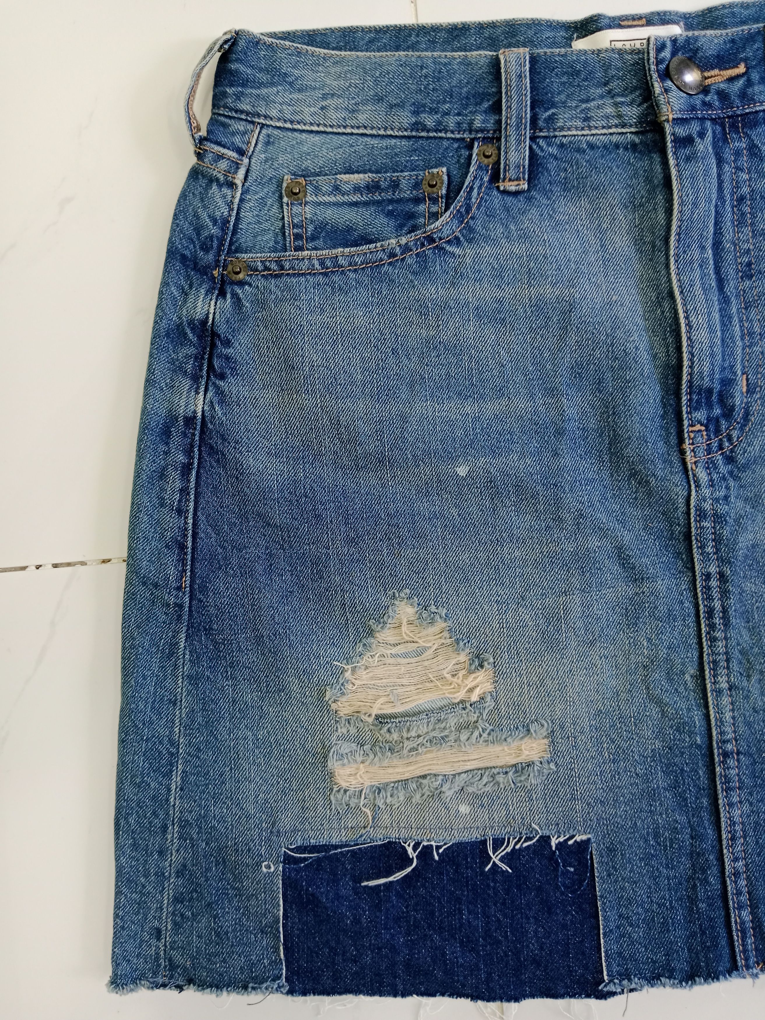 LOWRYS FARM Lowrys Farm Denim Skirt Patchwork Style Japanese Brand Size 30" / US 8 / IT 44 - 6 Thumbnail