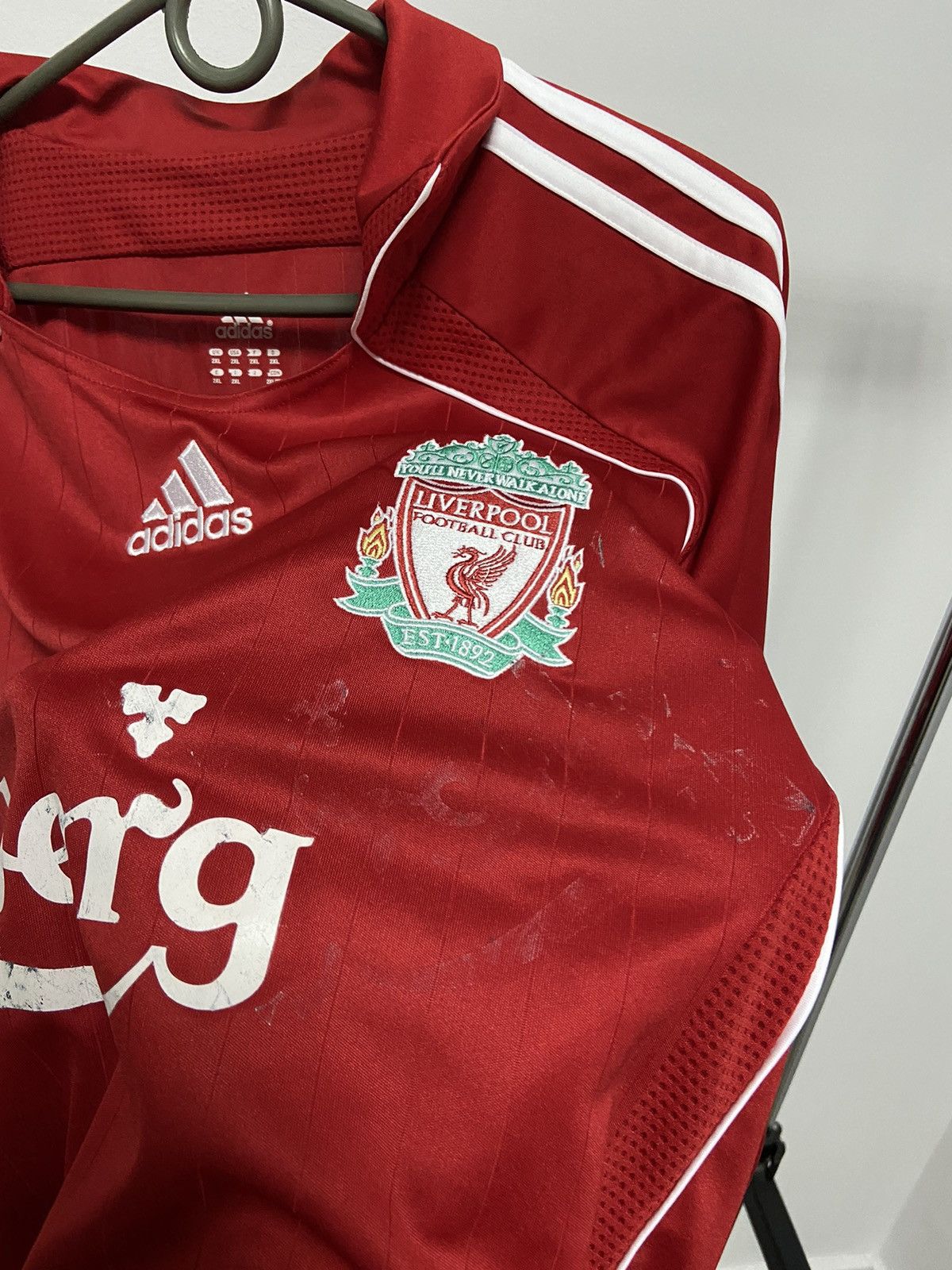 Adidas × Vintage Adidas Liverpool Big Logo Vintage T shirt Jersey Carlsberg Size US XXL / EU 58 / 5 - 13 Thumbnail