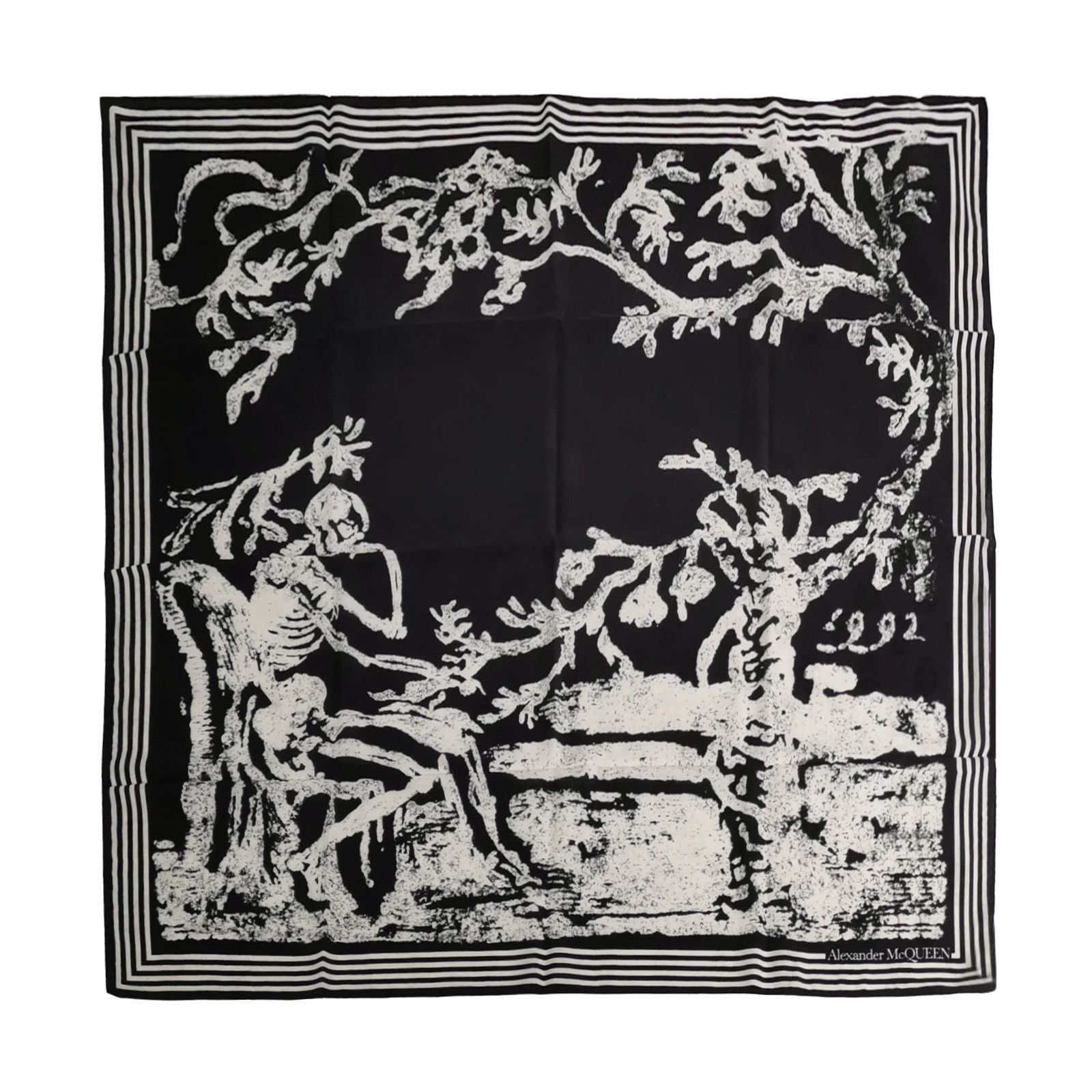 Alexander Mcqueen Skeleton Print Scarf One Size in Black, Men's