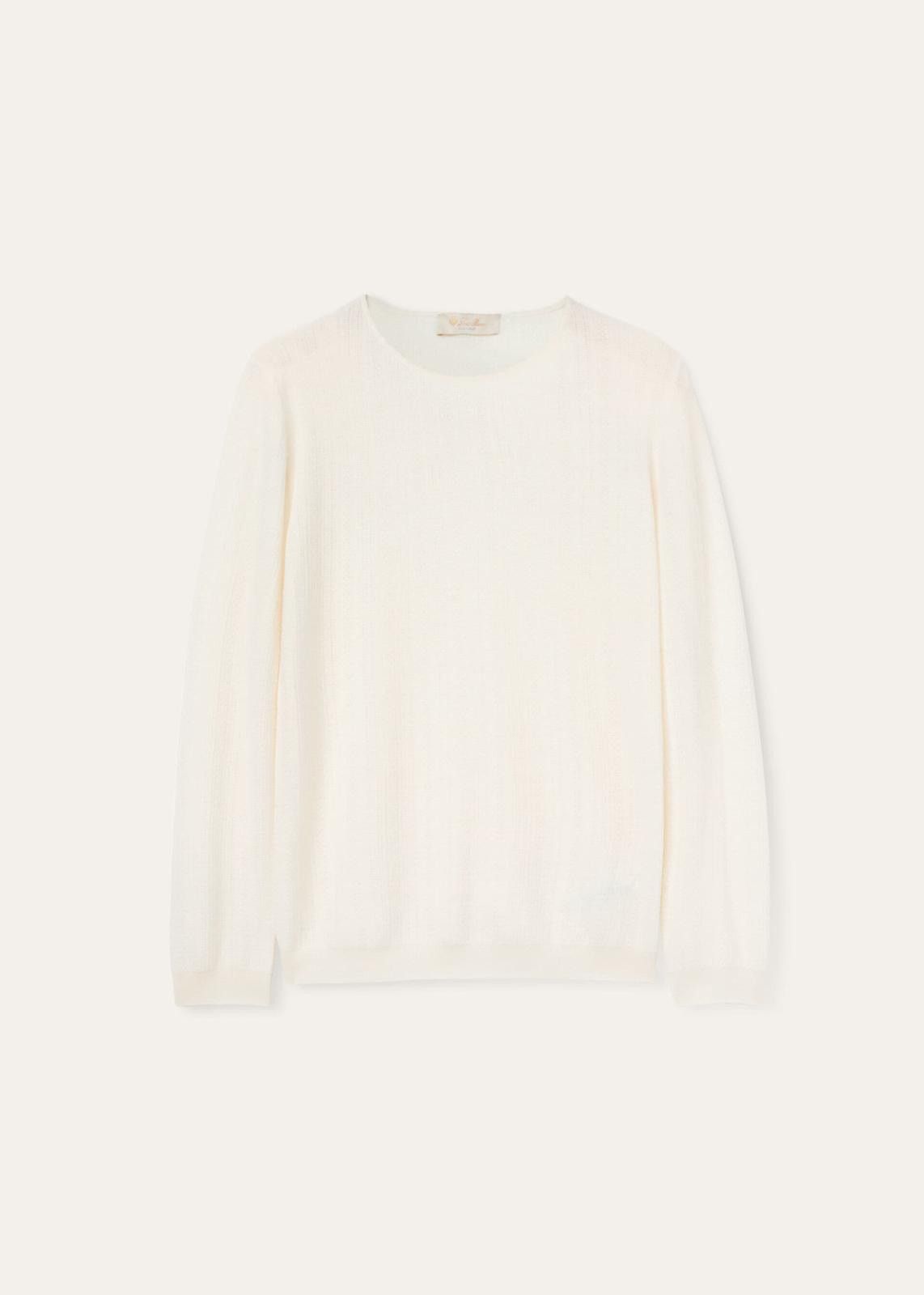 Loro Piana o1srvl11e0425 FAN6384 Cocooning Scoop Neck Sweater in White Size M / US 6-8 / IT 42-44 - 1 Thumbnail