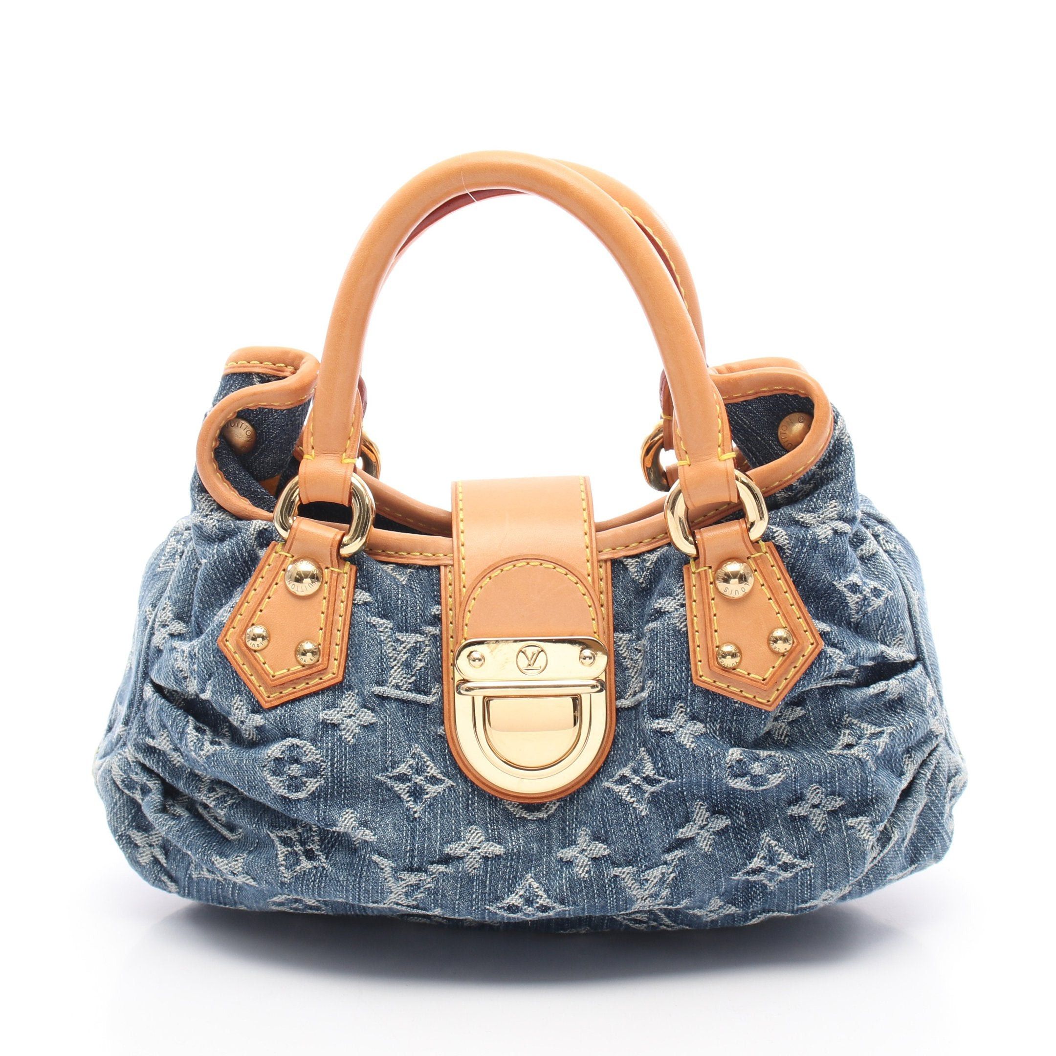 Louis Vuitton Louis Vuitton Preeti Monogram Denim Handbag Leather Blue Size ONE SIZE - 1 Thumbnail