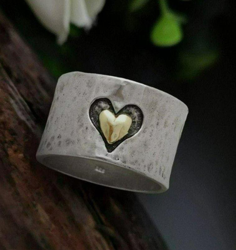 Designer Sterling Silver Creative Double Heart Shaped Ring - Size 8 Size ONE SIZE - 1 Thumbnail