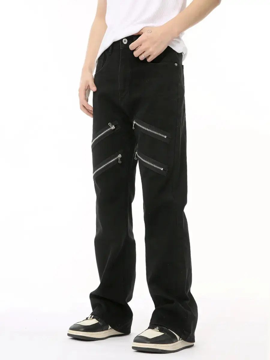 Japanese Brand Retro loose patchwork zipper jeans Size US 32 / EU 48 - 1 Thumbnail