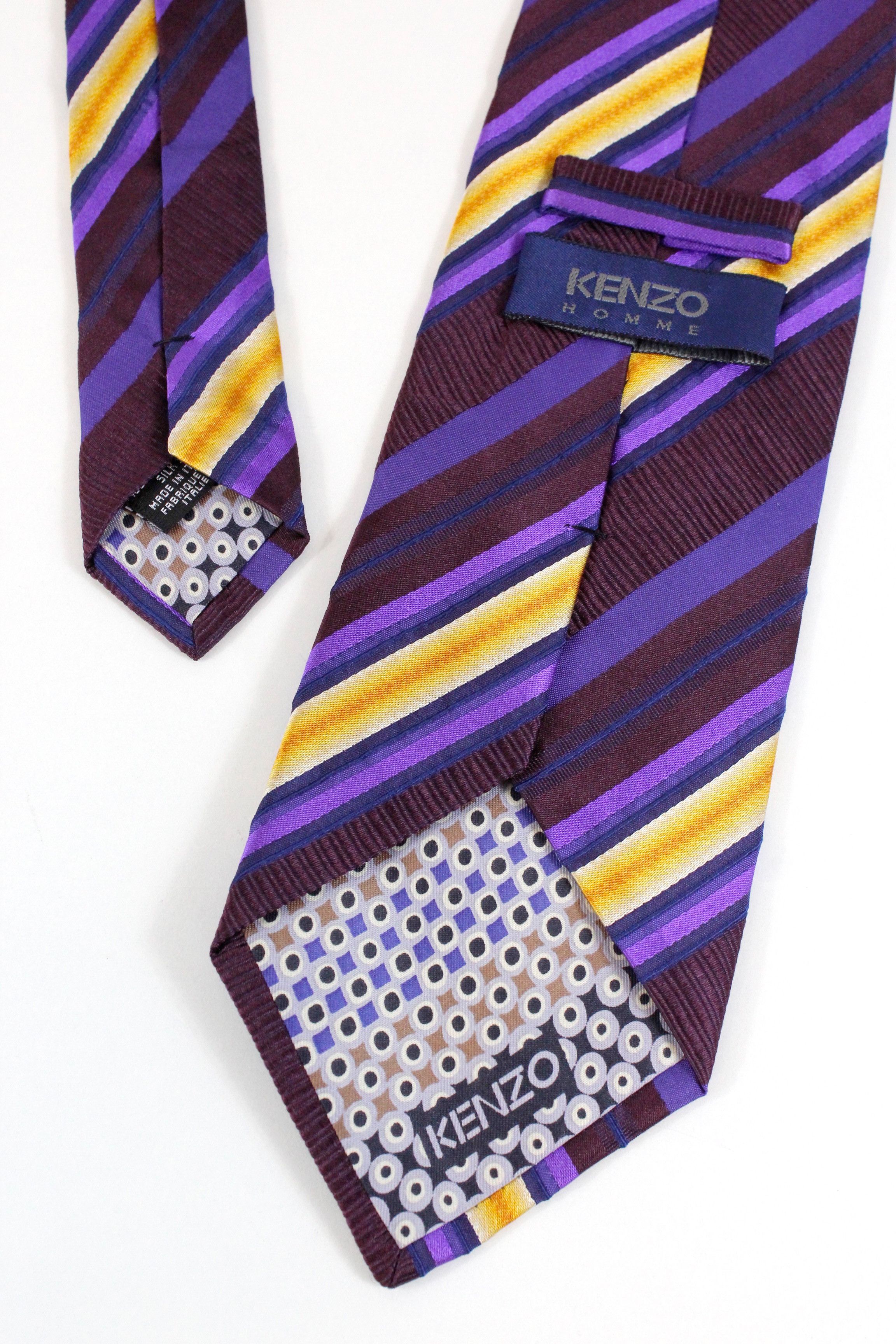 Kenzo Kenzo Homme Luxury Multicolor Striped Silk Tie Cravatte Size ONE SIZE - 2 Thumbnail