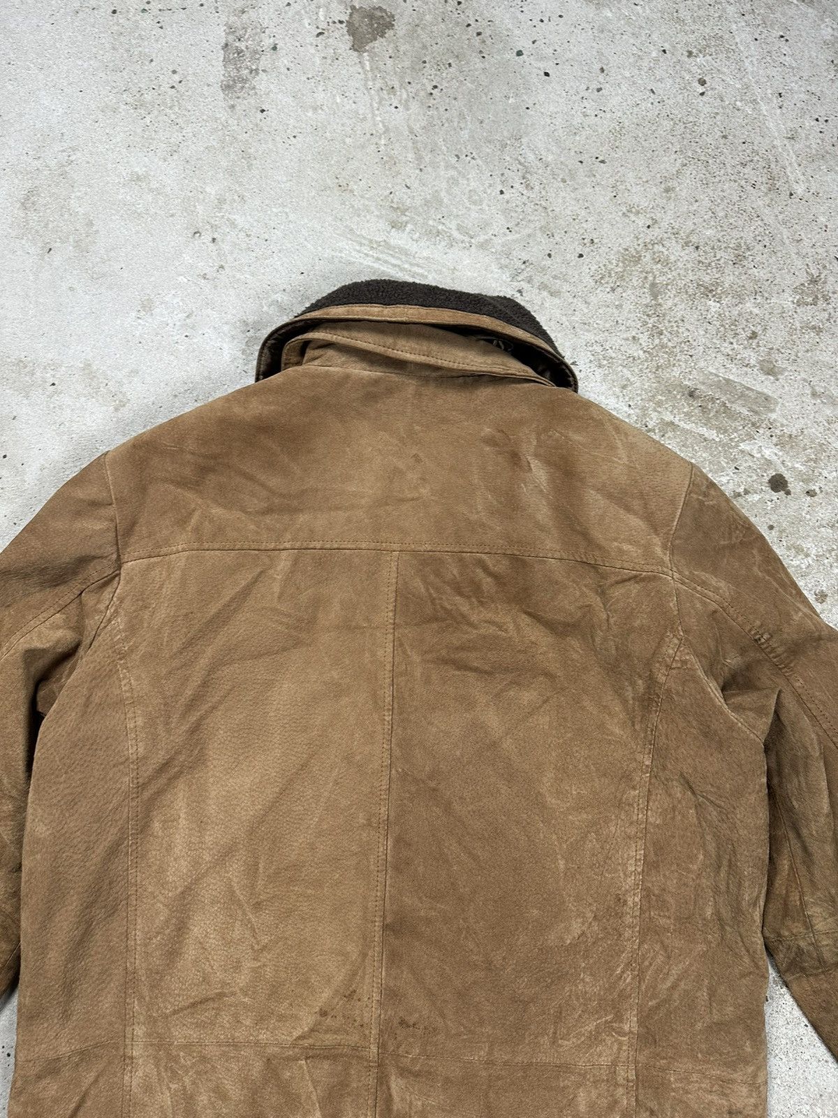 Vintage Vintage y2k Brown Leather Suede Jacket Fleece Collar Sherpa Size US XL / EU 56 / 4 - 16 Thumbnail