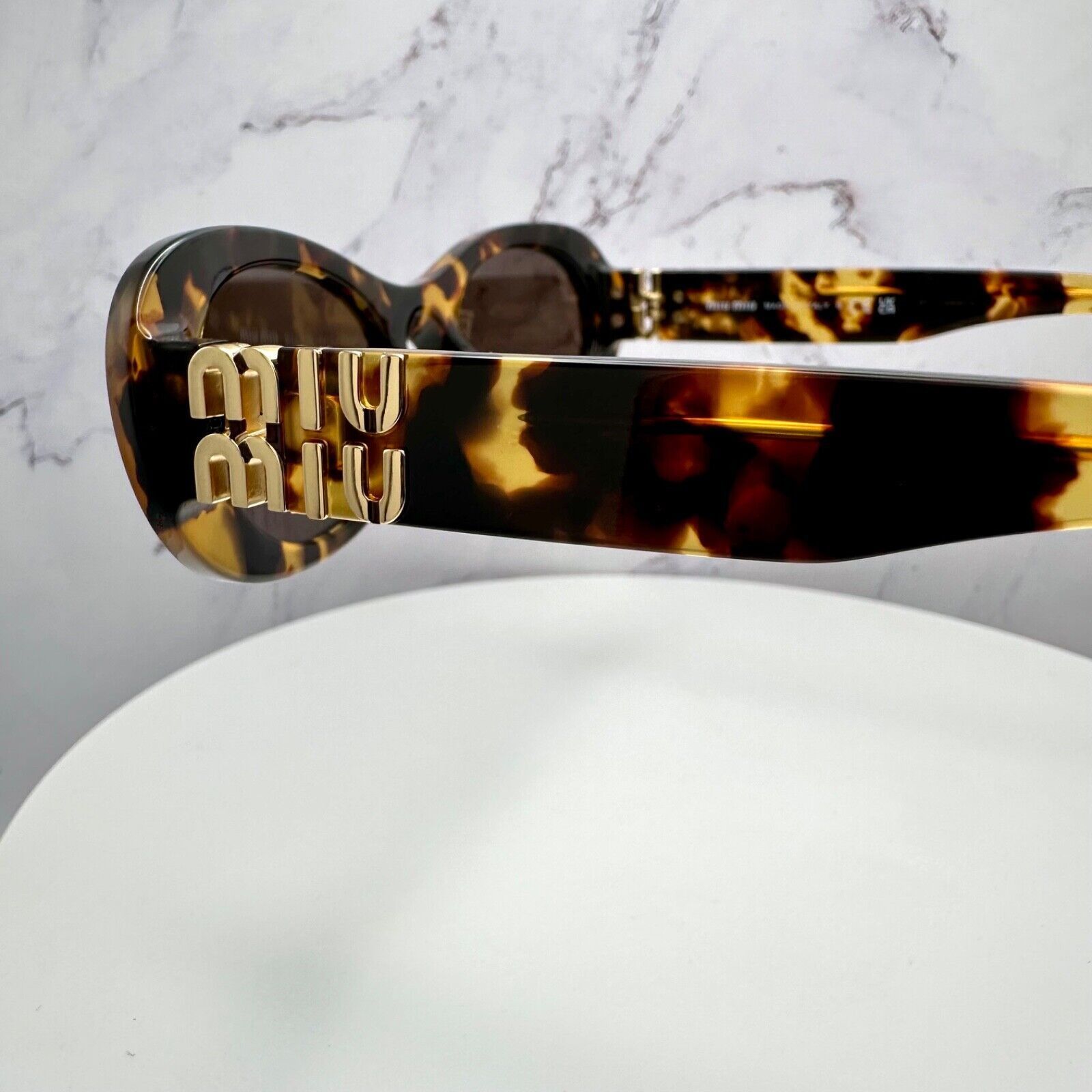 Miu Miu NEW MIU MIU Sunglasses Brown Oval Gold Size ONE SIZE - 13 Thumbnail