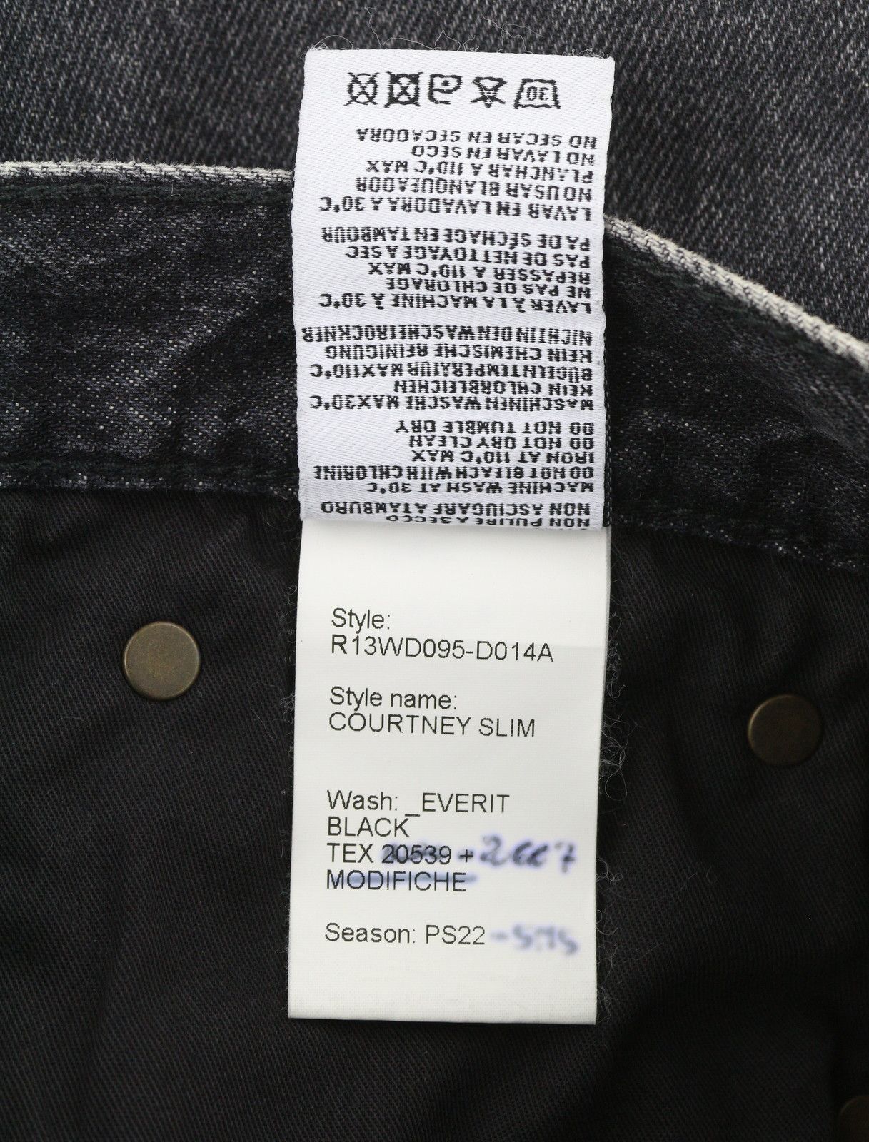 R13 COURTNEY SLIM 27 Everit Black Faded High Waist 85822 Size 27" / US 4 / IT 40 - 10 Thumbnail
