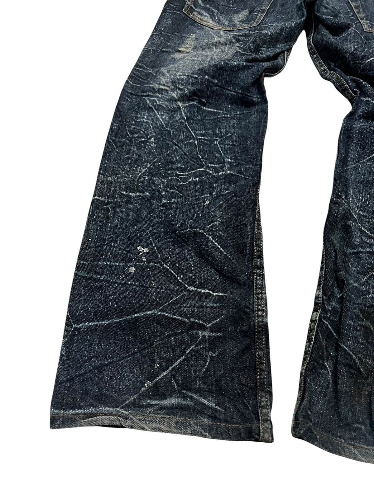 Japanese Brand 💥Double Waist💥Nylaus Clothing Distressed Clawmark Jean Size US 31 - 12 Thumbnail