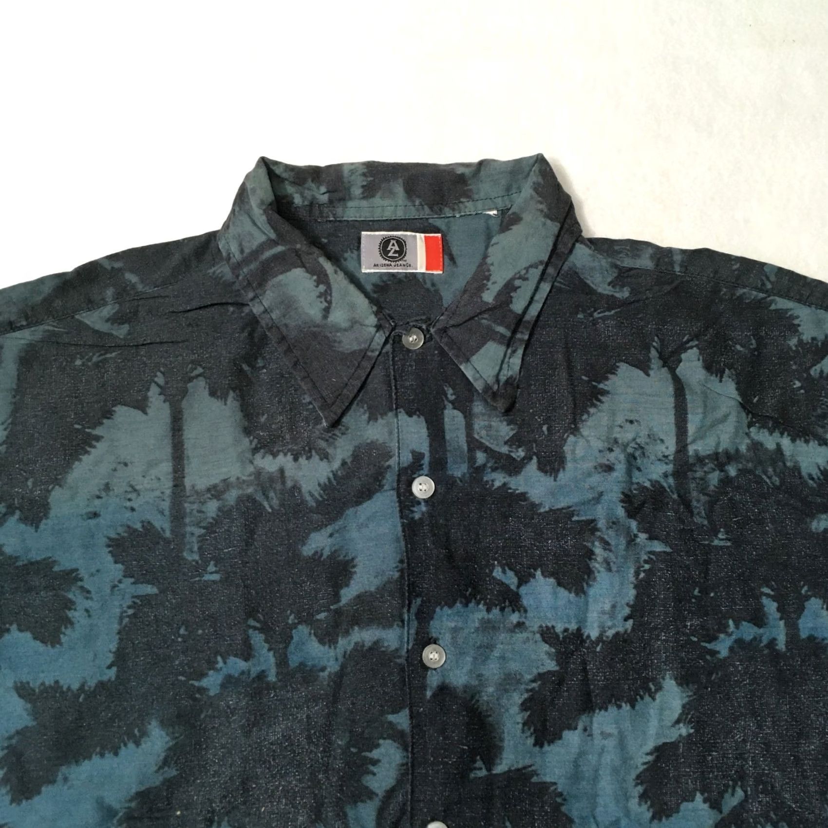 Vintage Arizona Jean Co Hawaiian Shirt Men LARGE Floral PALMS Button Collar Sz Size US L / EU 52-54 / 3 - 2 Thumbnail