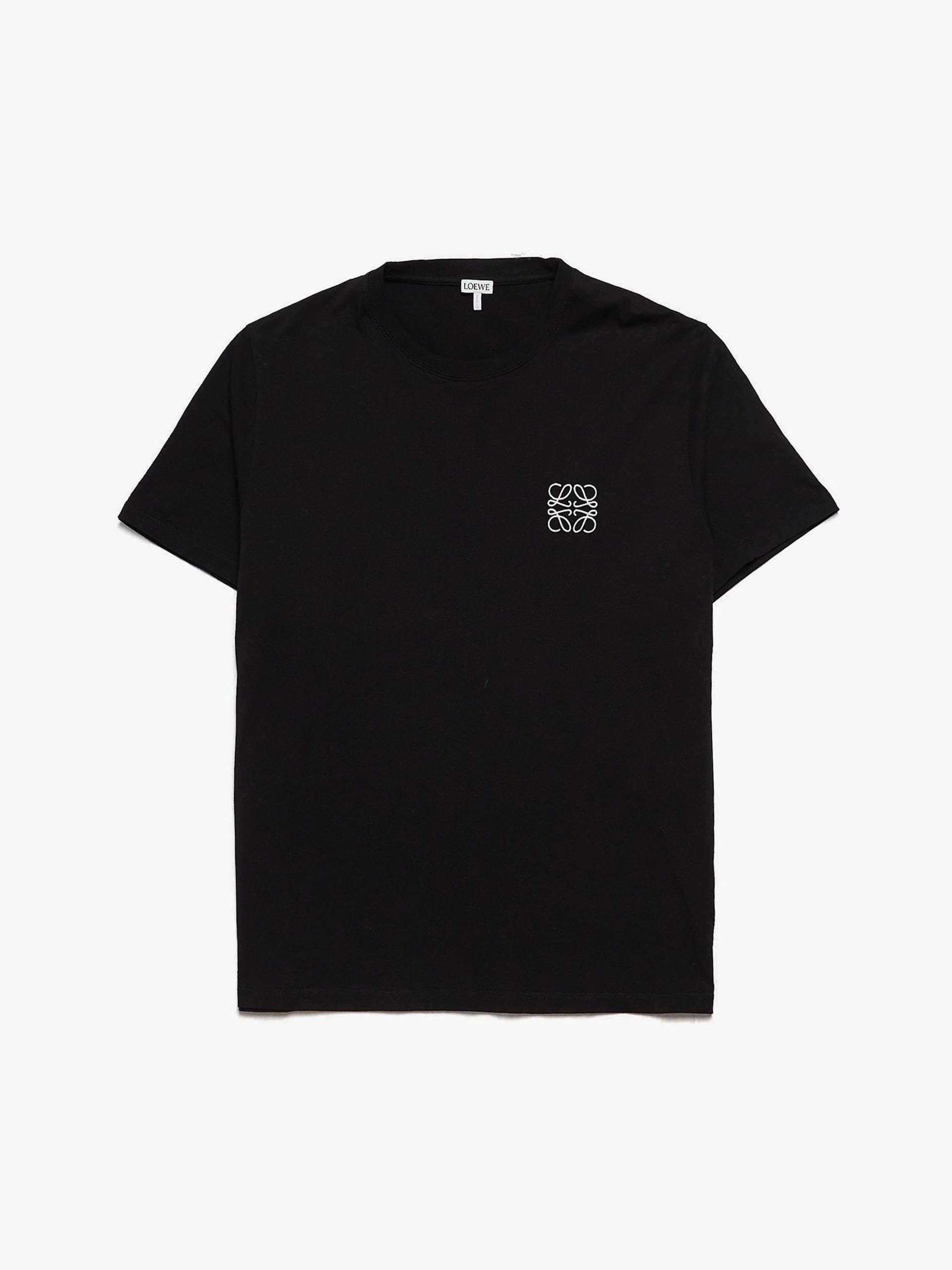 image of Loewe Black Geometric Logo Embroidered Cotton T Shirt, Men's (Size 2XL)