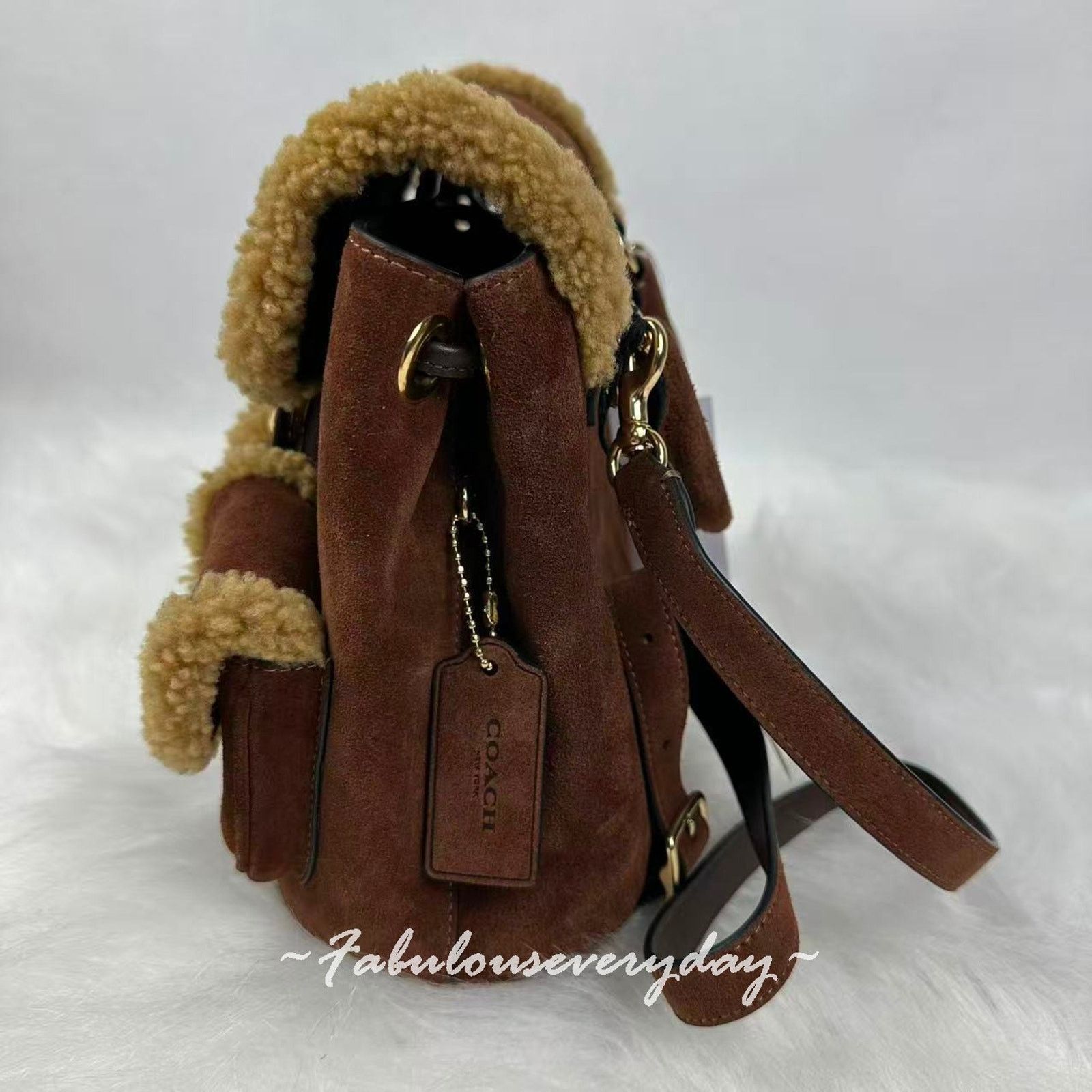 Coach Coach Hadley Backpack In Suede Shearling/Gold/Vintage Brown Size ONE SIZE - 2 Thumbnail