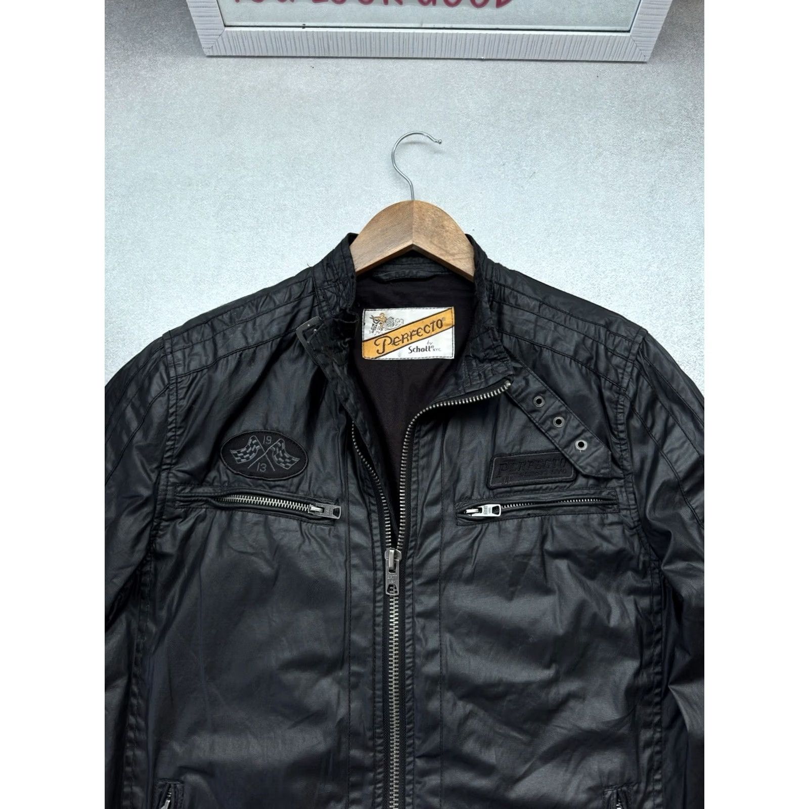 Schott VINTAGE Schott Perfecto Racer Biker Leather Cotton Jacket Black Size M Men's Jacket Size US M / EU 48-50 / 2 - 5 Thumbnail