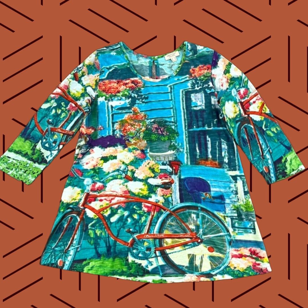 Vintage VINTAGE ORIENTIQUE Naturally Top Womens XS EU 10 Floral Bike Blouse Art Pullover Crew Size XS / US 0-2 / IT 36-38 - 1 Thumbnail