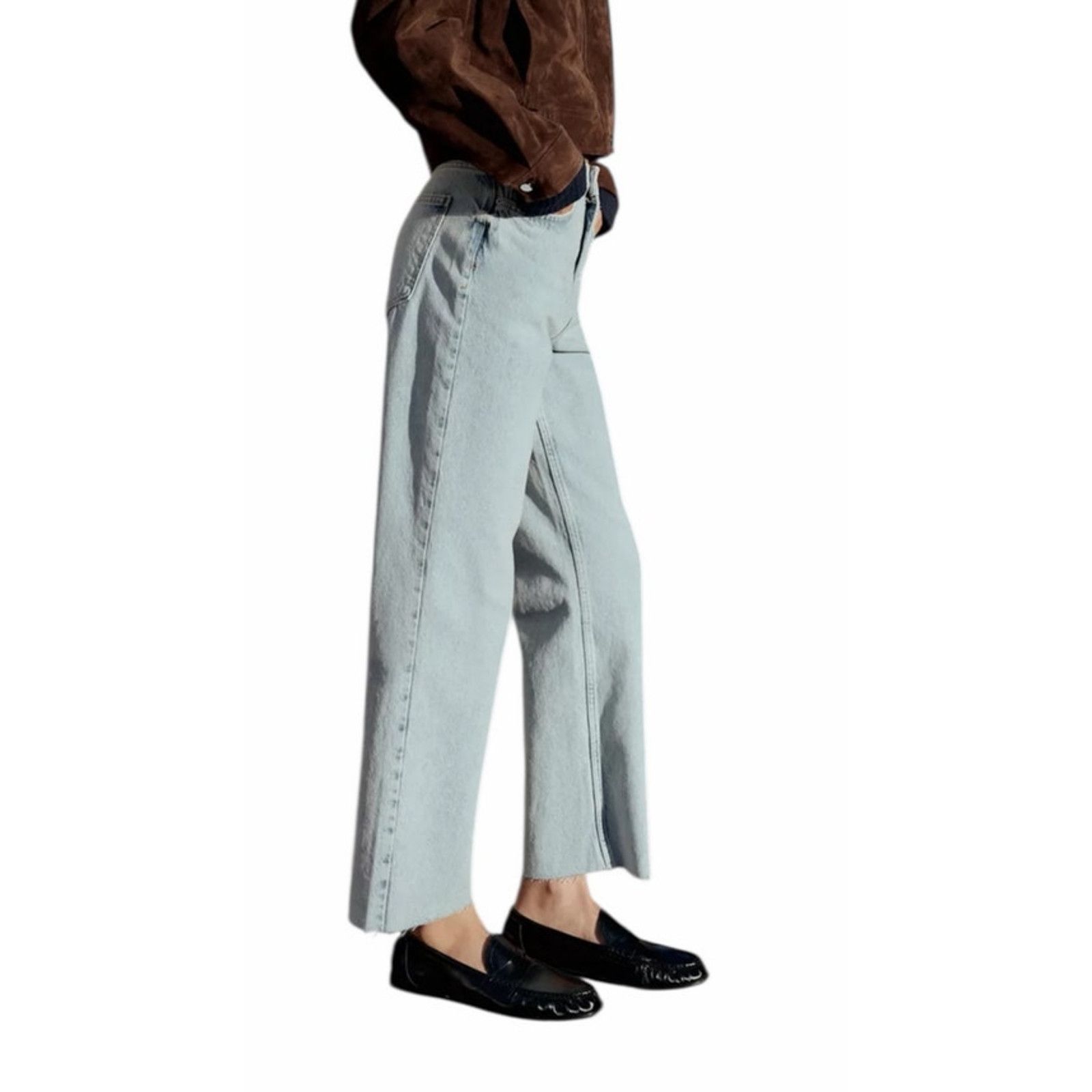 Zara Blue High Waist Straight Ankle Rigid Pocketed Cotton Jeans Size 27" / US 4 / IT 40 - 4 Thumbnail