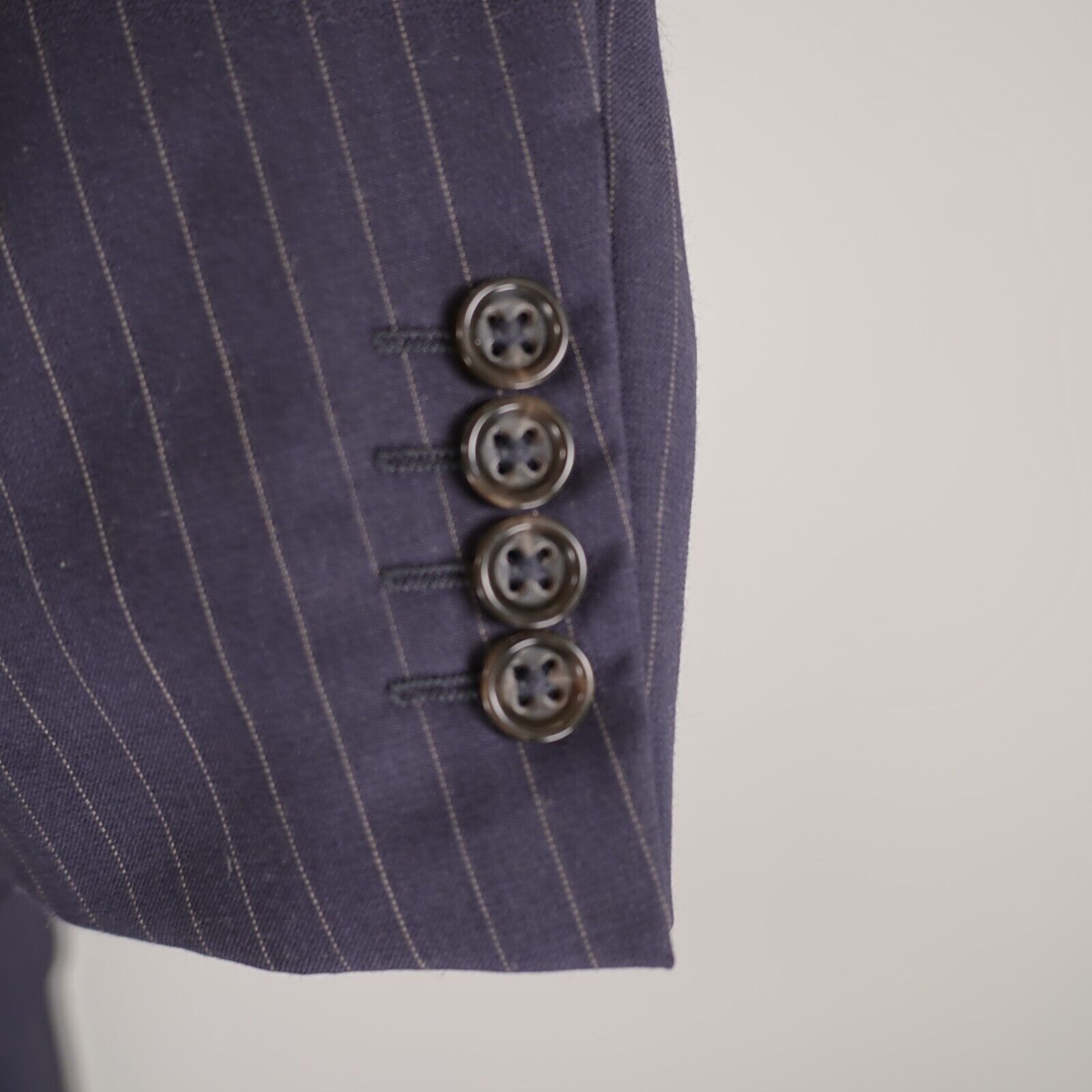 Stafford Stafford Super 100s Wool Blue Striped 2 Piece Suit 44R 37/33 Size 44R - 6 Thumbnail