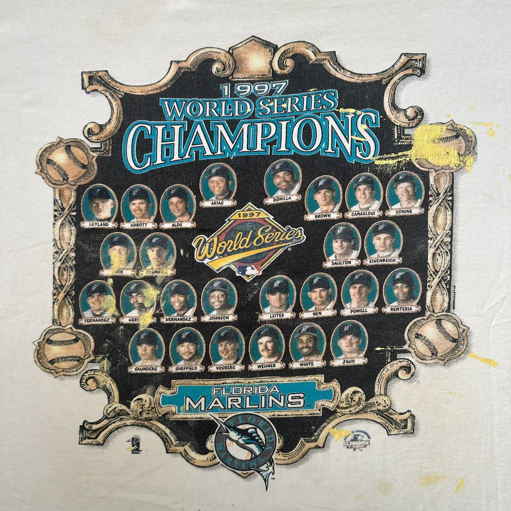 Starter Vintage 90s Florida Miami Marlins T-Shirt 1997 World Series Size US XXL / EU 58 / 5 - 2 Thumbnail