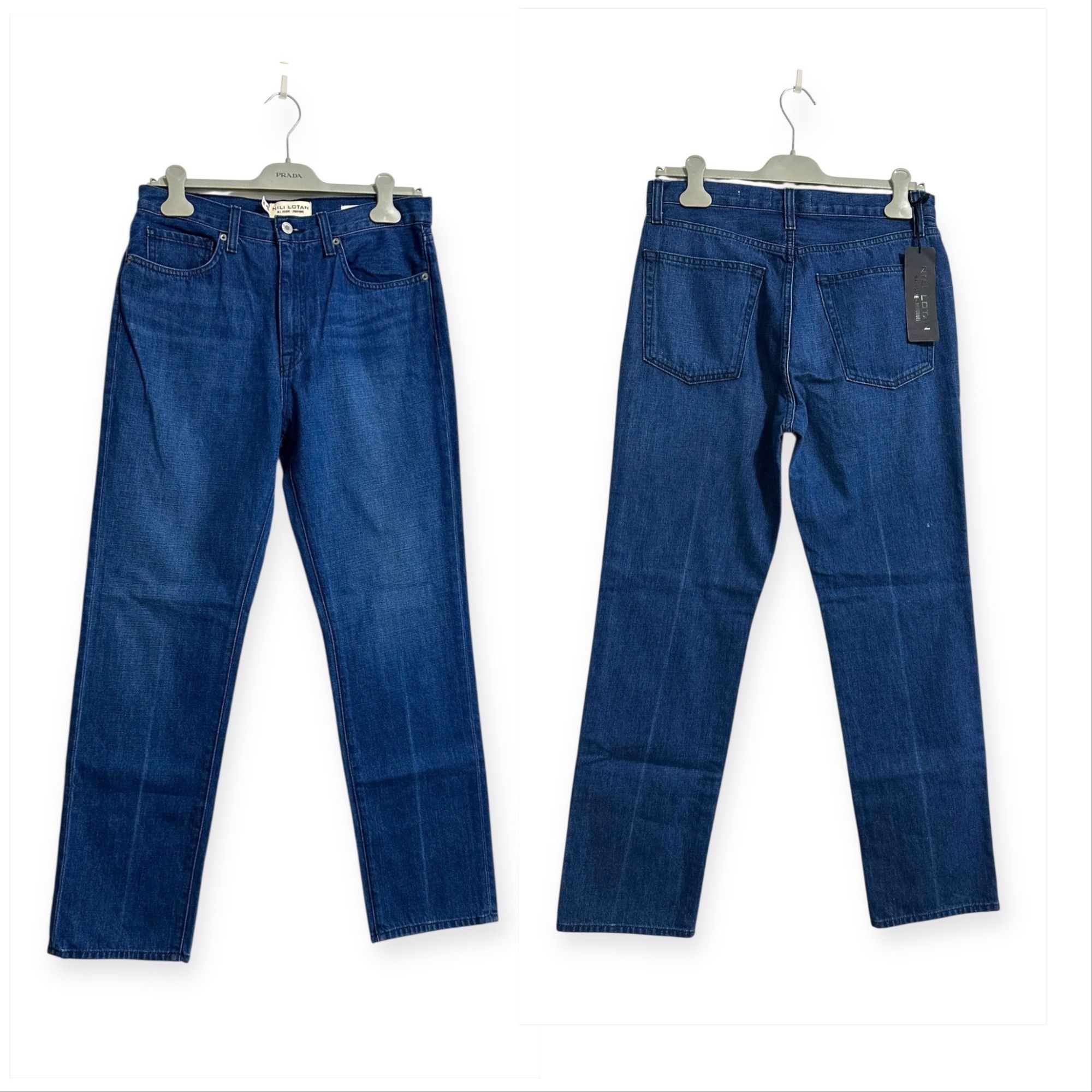 Nili Lotan Nili Lotan Straight Leg Jeans Dark Wash Blue Denim Mid-Rise, Size 28" / US 6 / IT 42 - 13 Thumbnail