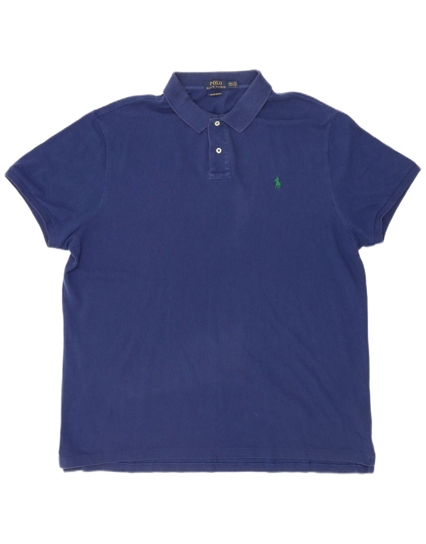 Polo Ralph Lauren Mens Custom Slim Fit Polo Shirt 2XL Blue Cotton Size US XL / EU 56 / 4 - 1 Thumbnail