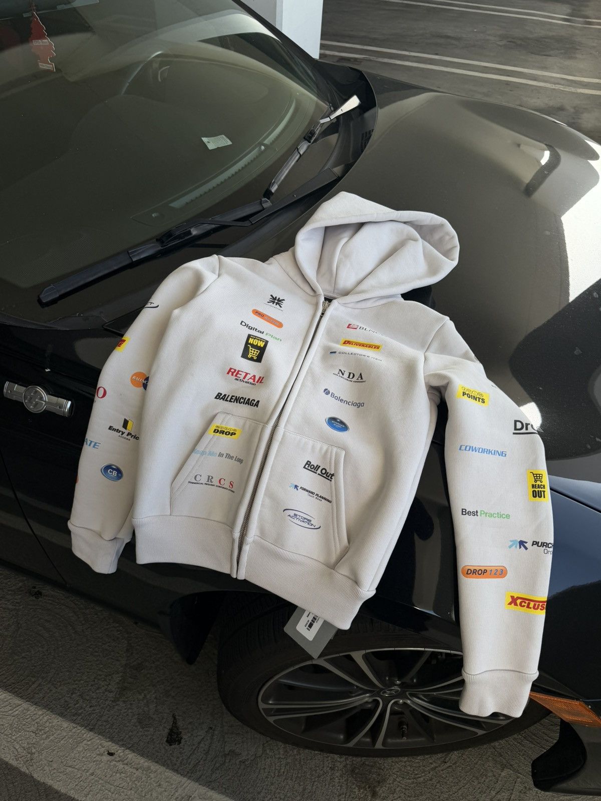 Balenciaga New Mud Show Distressed Muddy Small Fit Zip Hoodie (XS