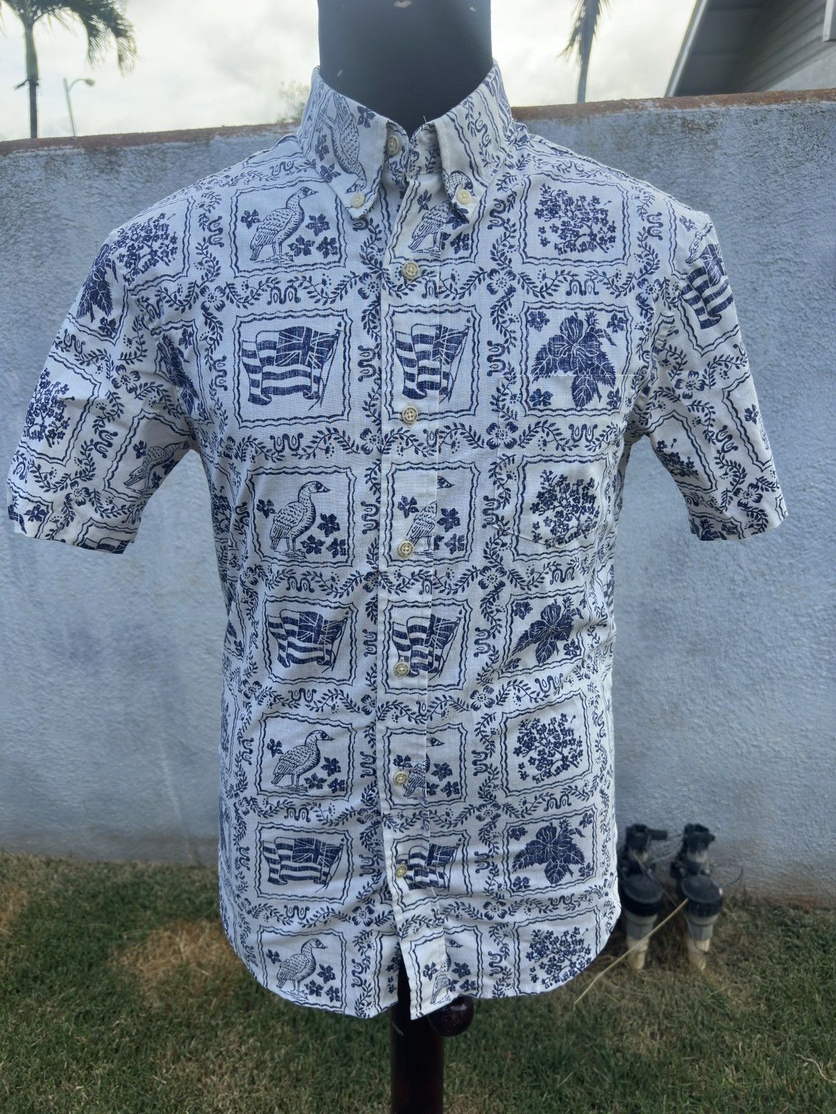 Reyn Spooner Reyn Spooner Tailored Fit Hawaiian Shirt Blue/White Men's Sl Size US S / EU 44-46 / 1 - 1 Thumbnail
